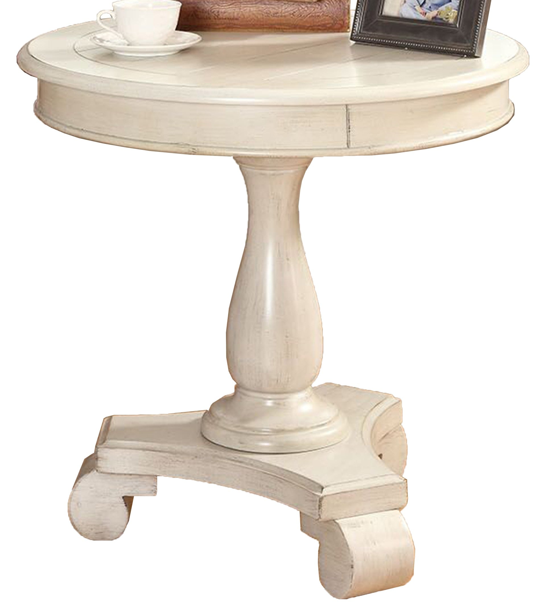 Rene Round Wood Pedestal Side Table