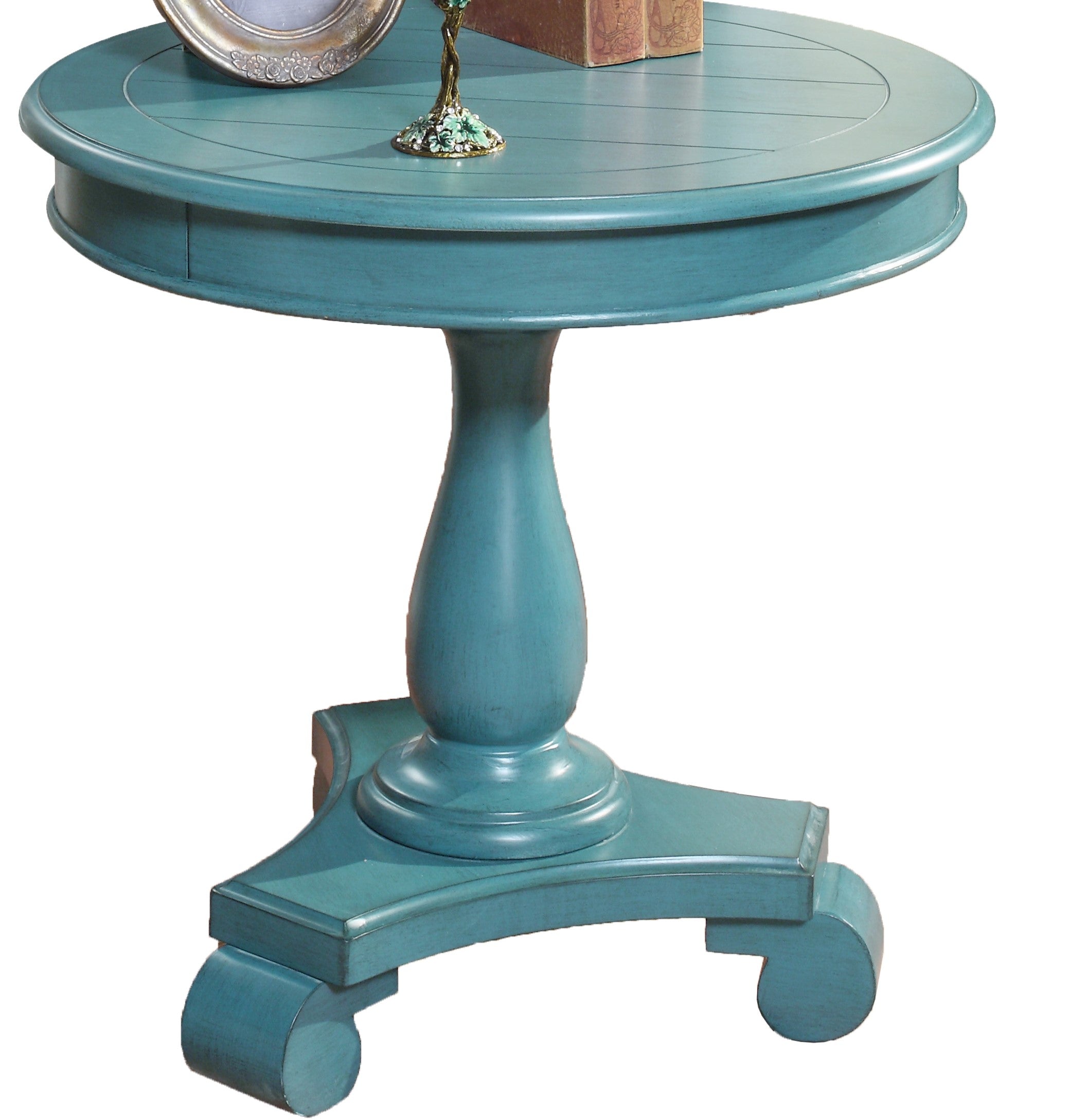 Rene Round Wood Pedestal Side Table
