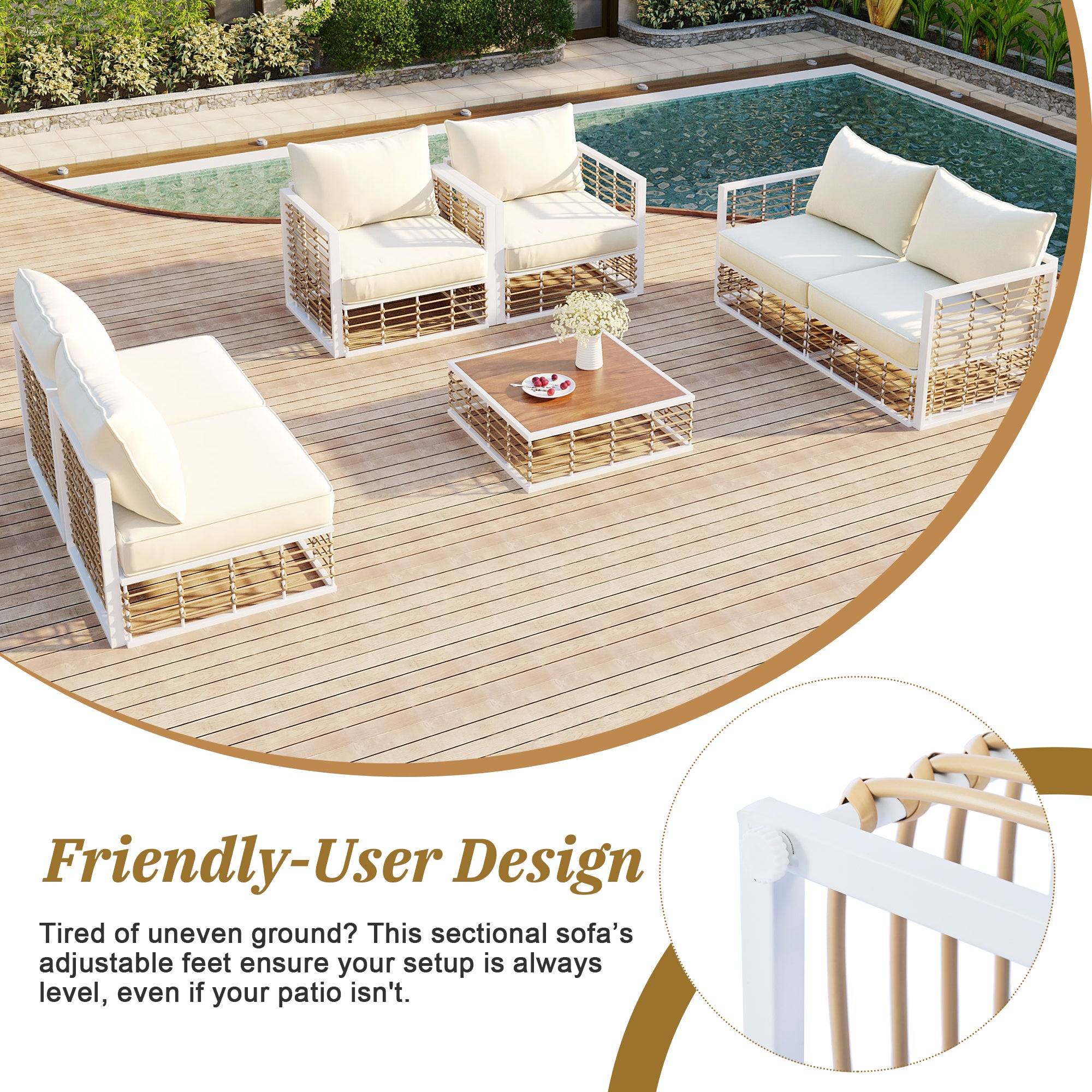 Modern Minimalist 7-Piece Metal All-Weather Conversational Furniture Set with Thick Cushions and Coffee Table