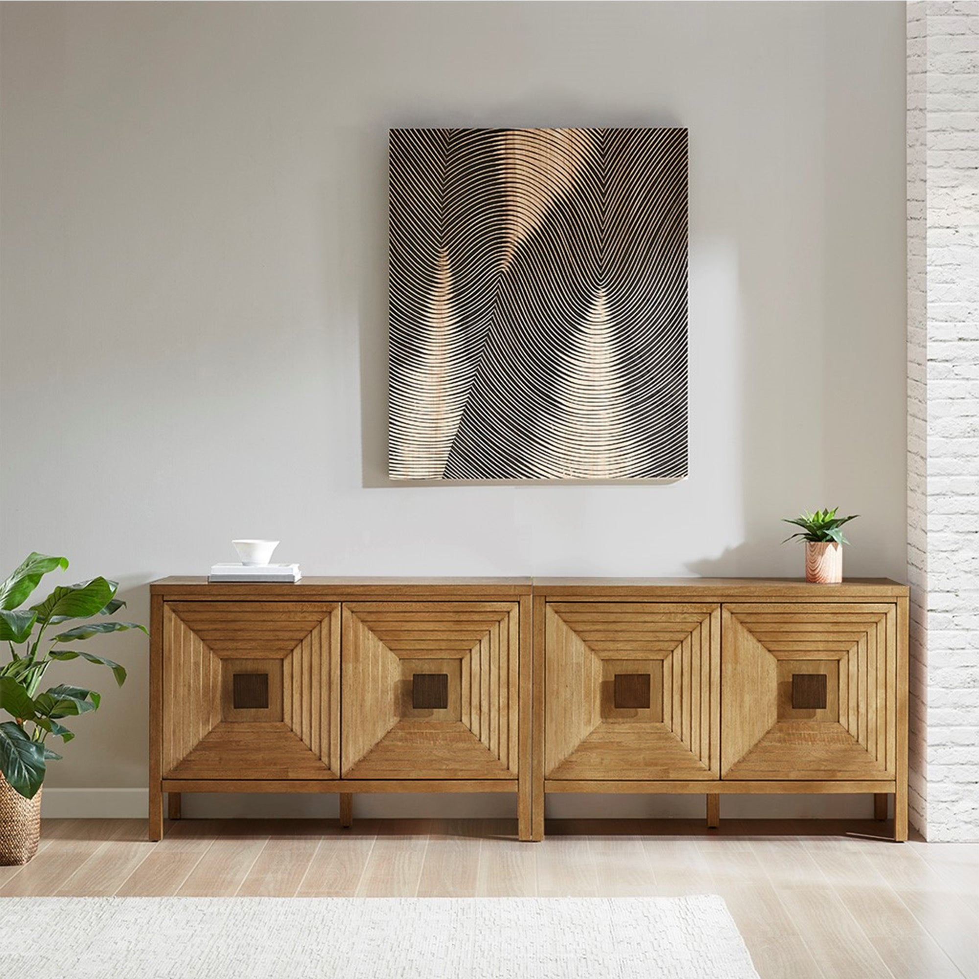 Accent Cabinet with Adjustable Shelves Natural Elm Finish 47.5 Inches