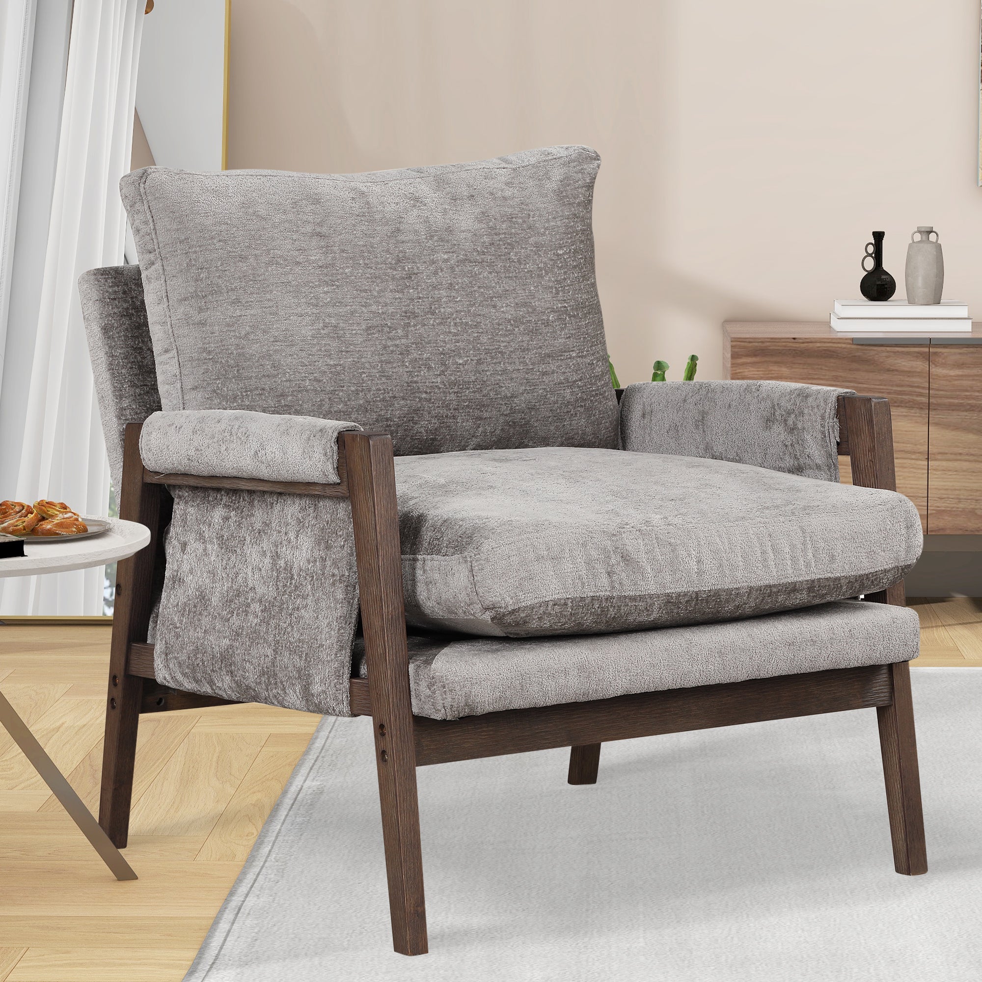 Kelly Mid-Century Modern Velvet Accent Armchair