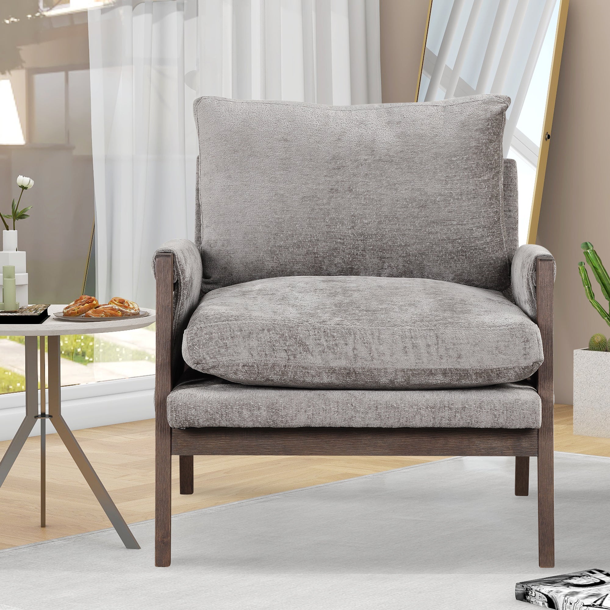 Kelly Mid-Century Modern Velvet Accent Armchair