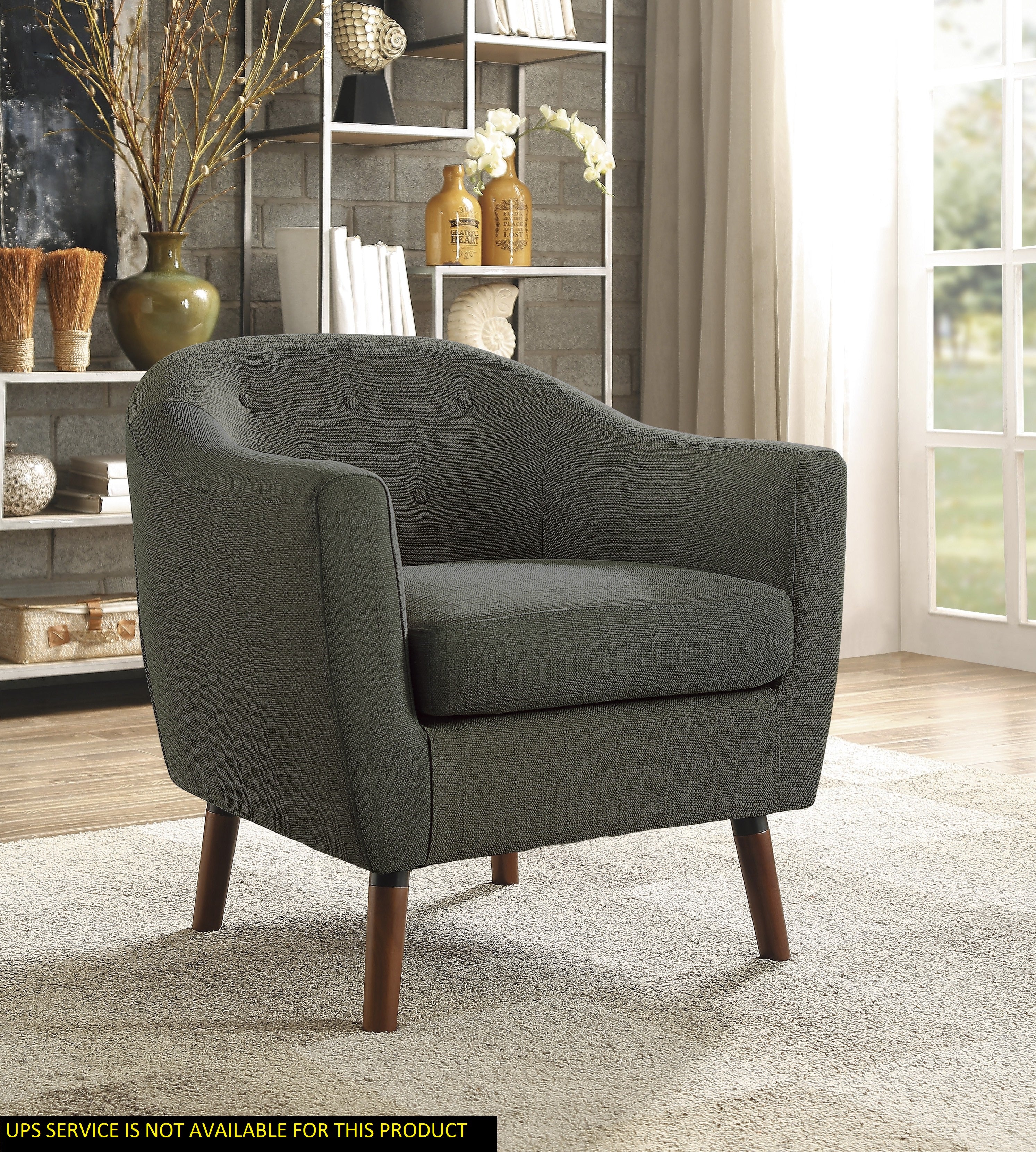 Upholstered Sloped Arm Tufted Club Accent Chair