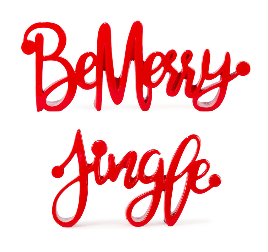 Merry and Jingle Cut Out Sentiment Sign (Set of 4)