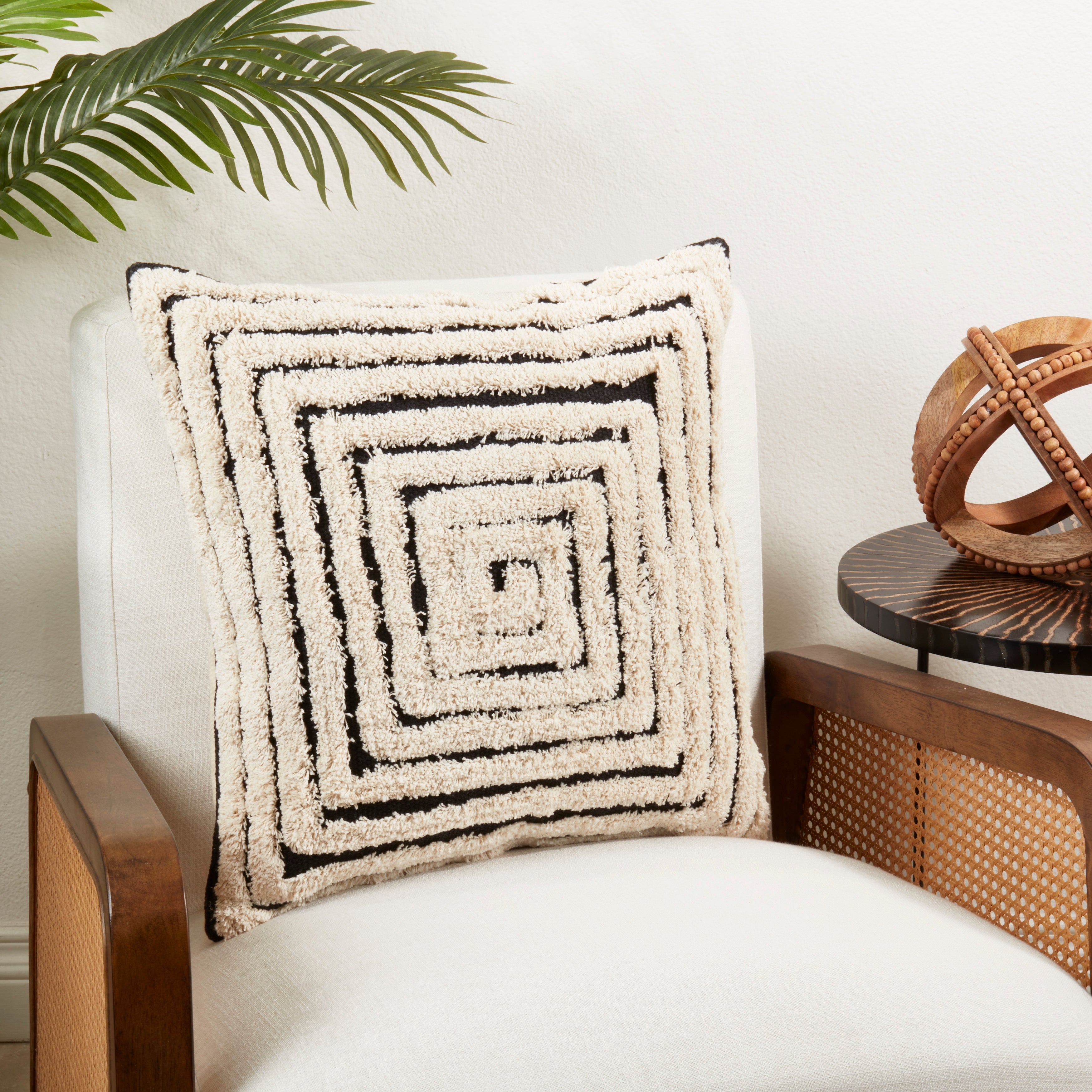 Geometric Harmony Tufted Poly Filled Throw Pillow