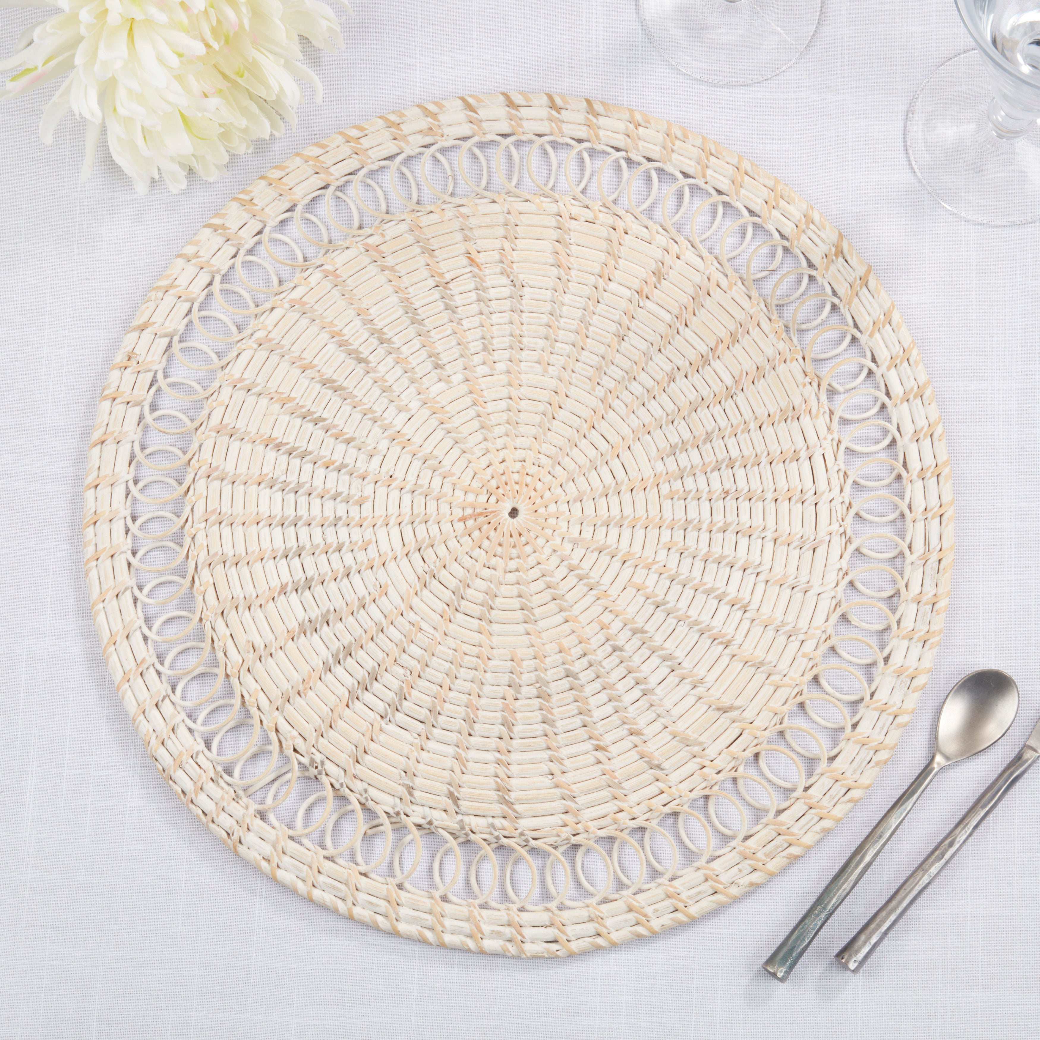 Rattan Loopy Spiral Placemat, Set of 4