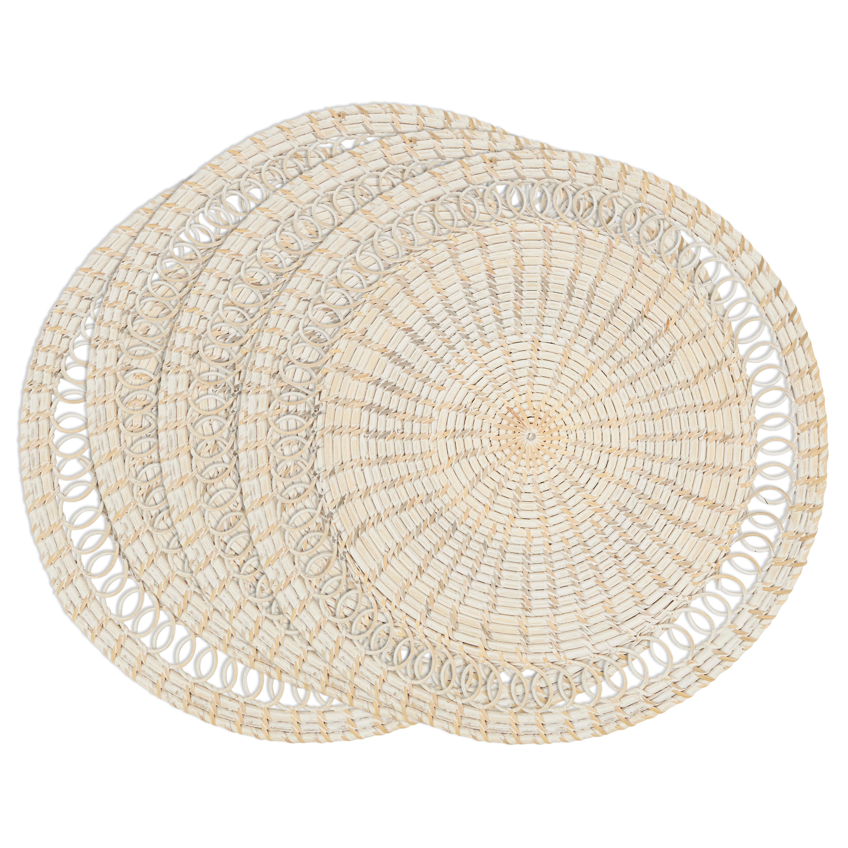Rattan Loopy Spiral Placemat, Set of 4
