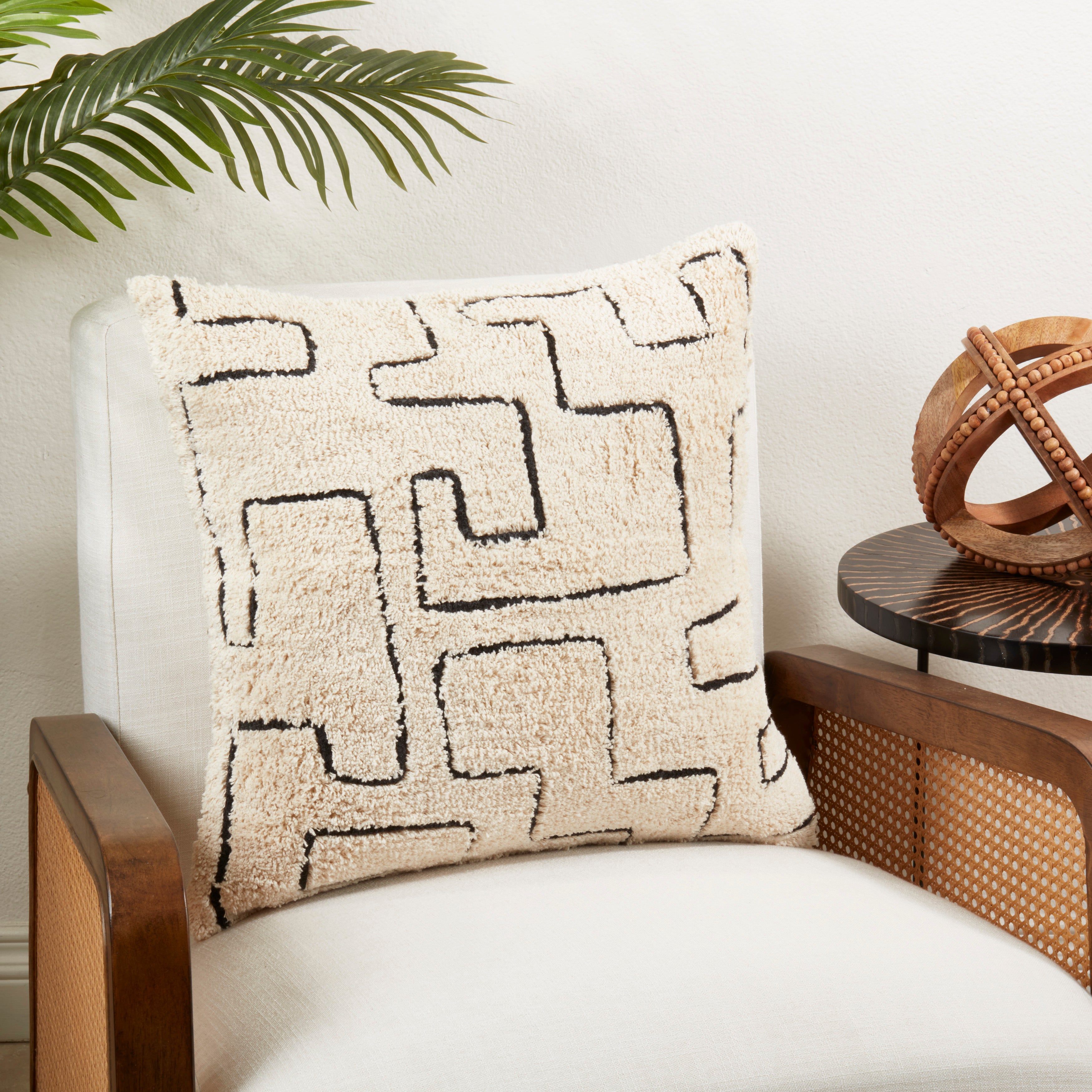 Geometric Splendor Tufted Poly Filled Throw Pillow