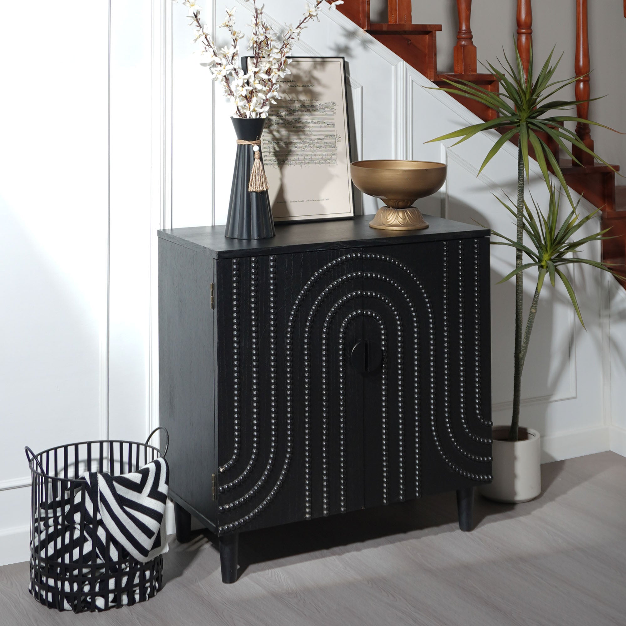 Modern Black Wood Storage Cabinet