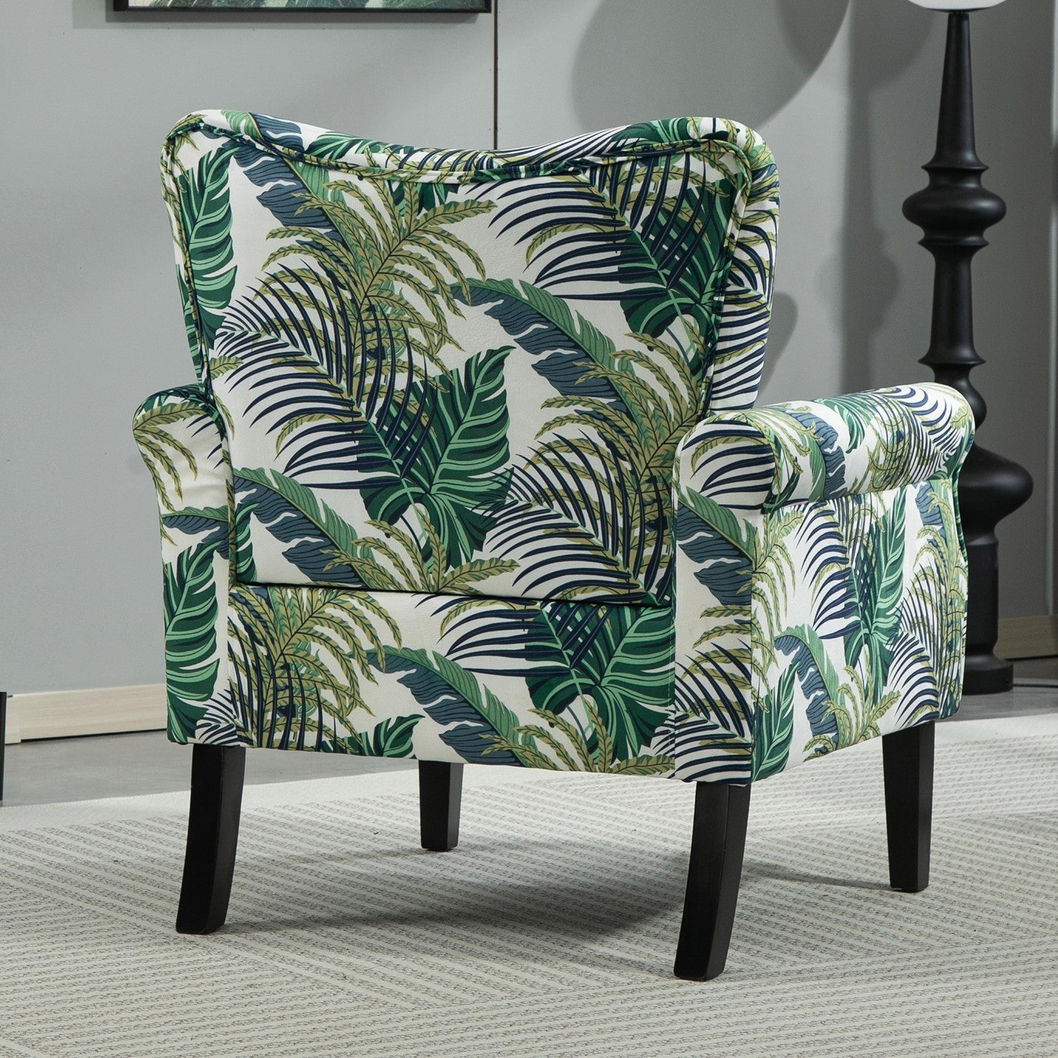 Palm Pattern  Wingback Accent Chair