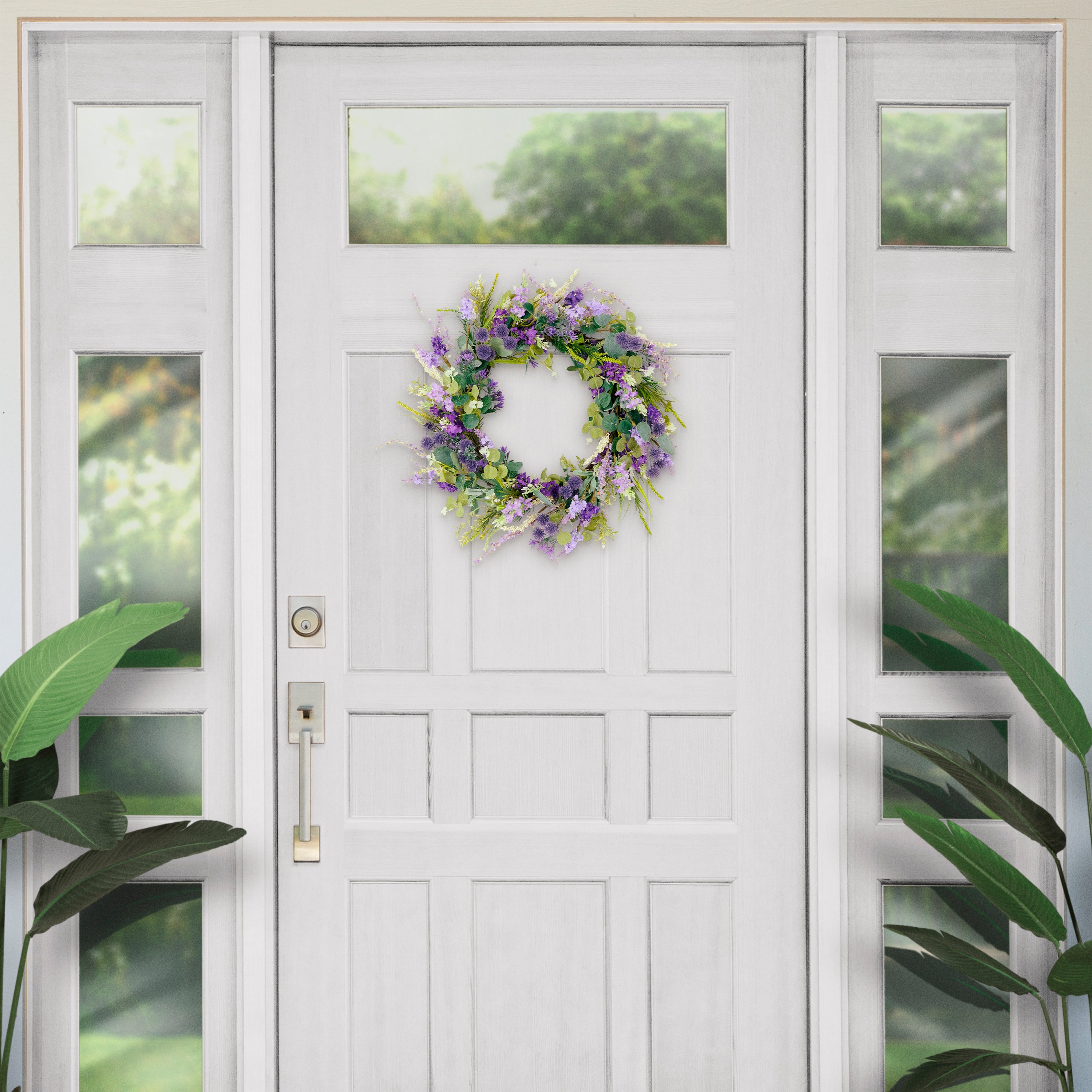 24" Artificial Echinops Floral Spring Door Wreath