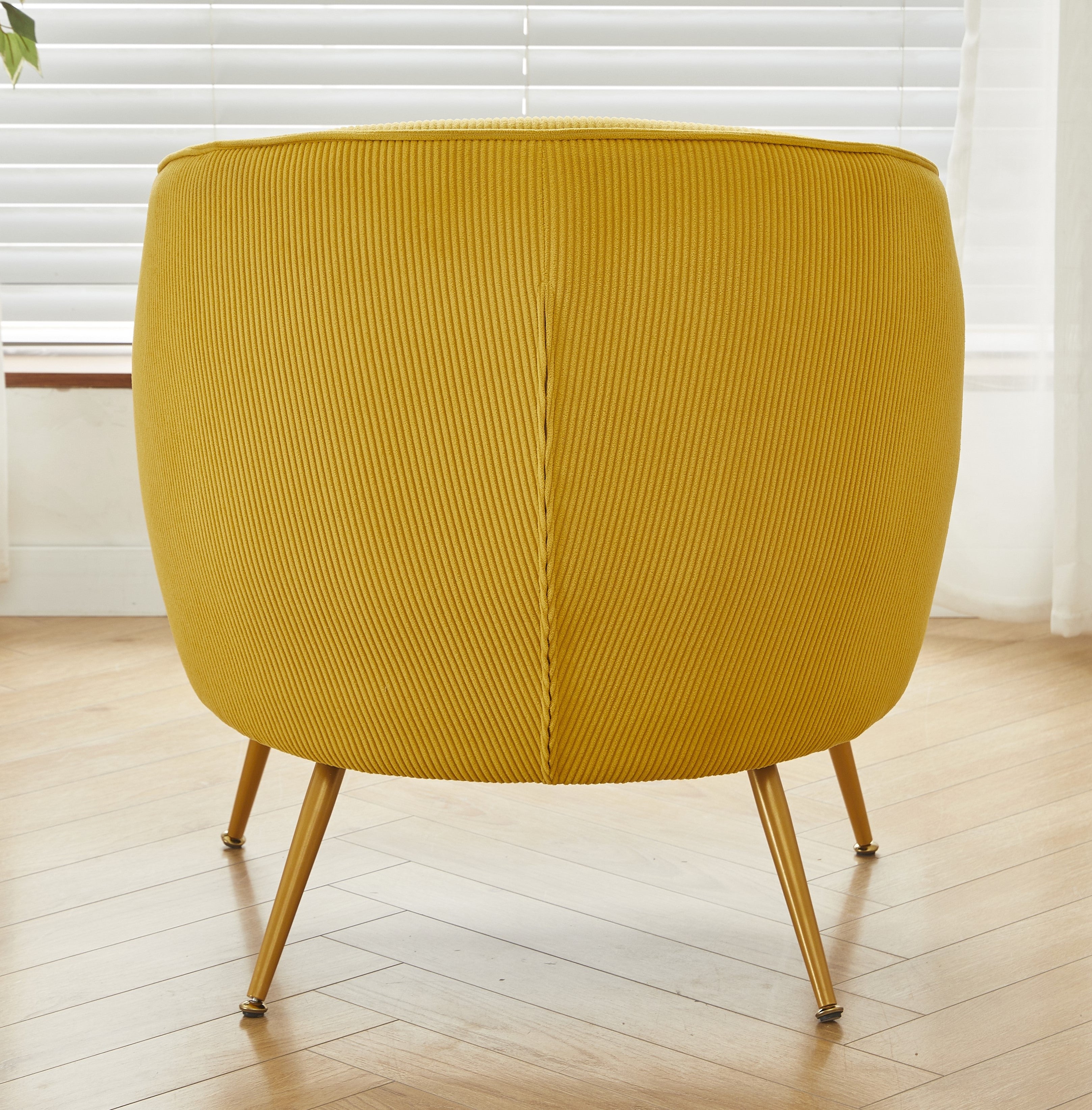 Corduroy Accent Chair with Gold Metal Legs