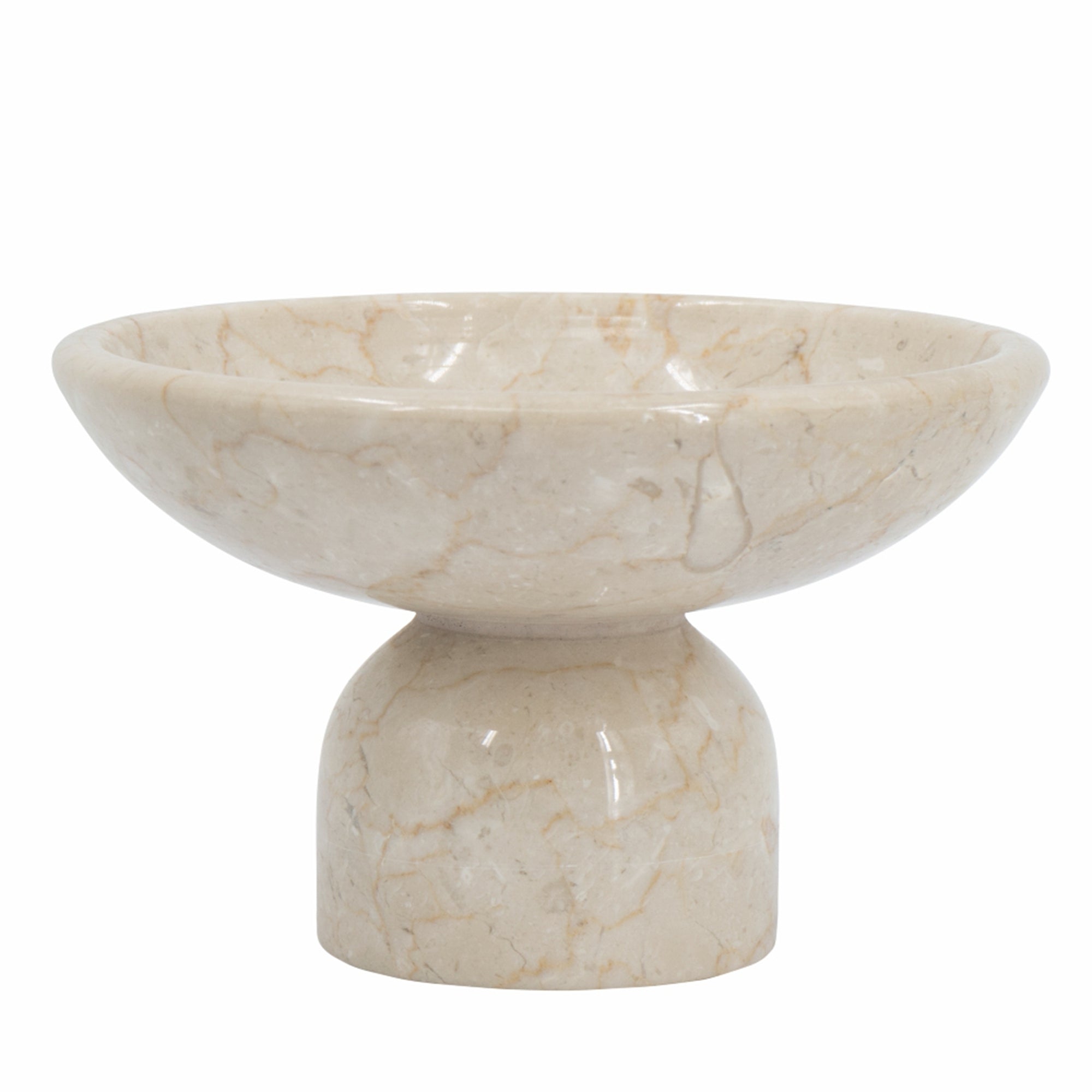 Round Marble Pedestal Fruit Bowl, Cream