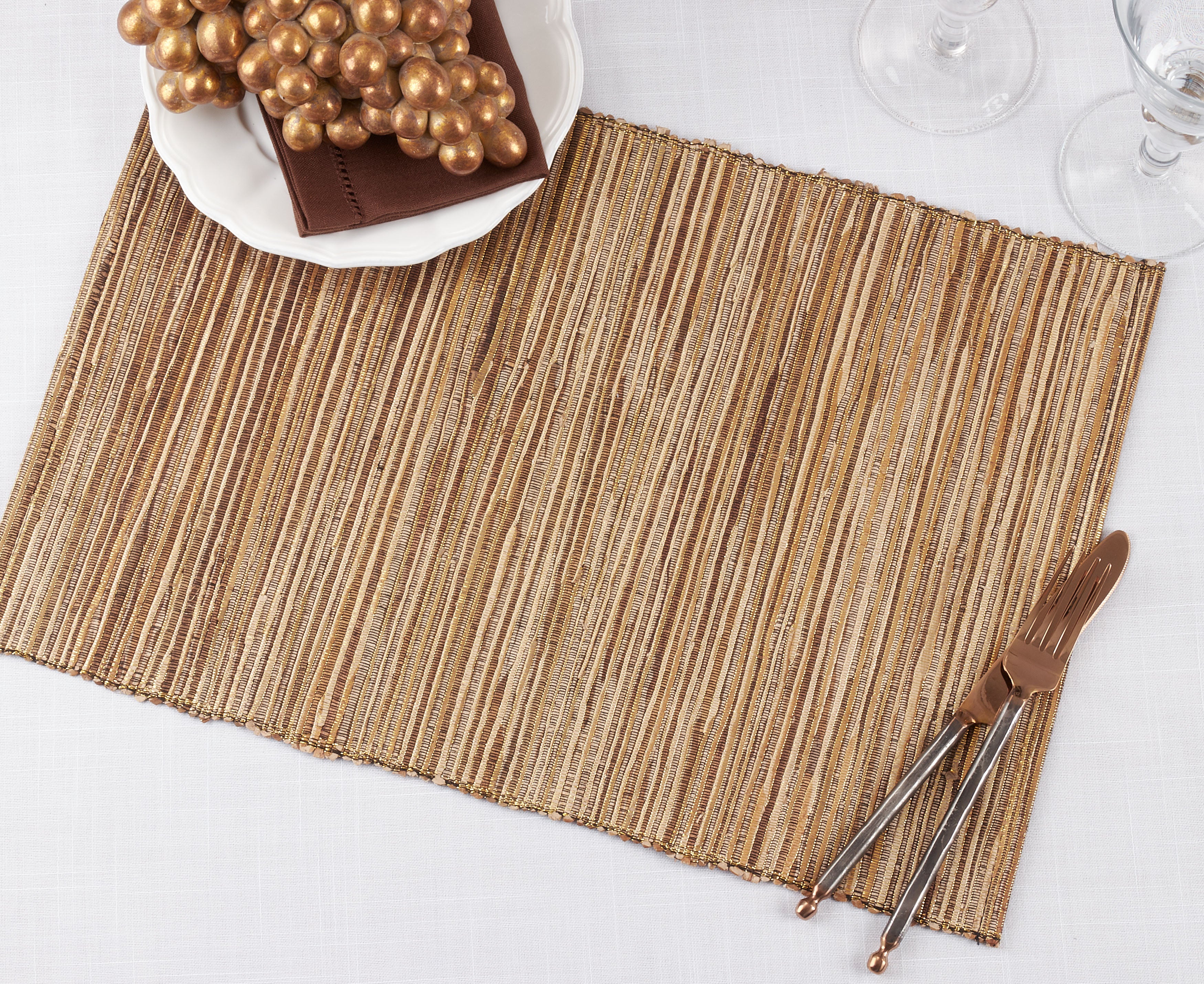 Shimmering Woven Nubby Table Placemat, Set of 4