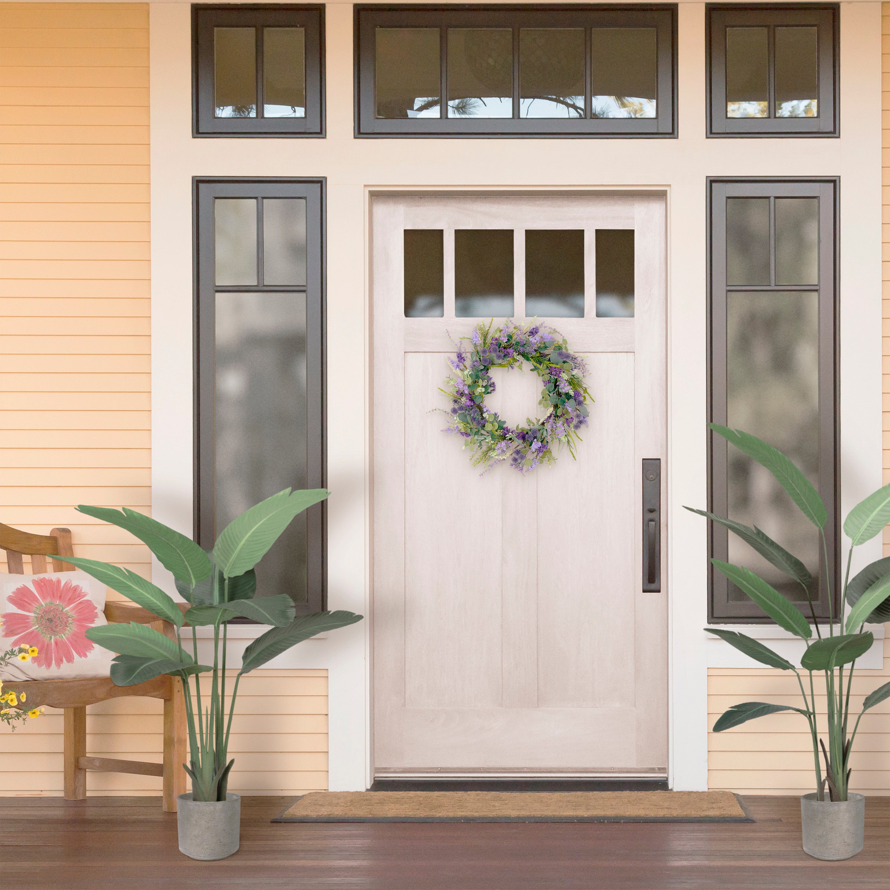 24" Artificial Echinops Floral Spring Door Wreath