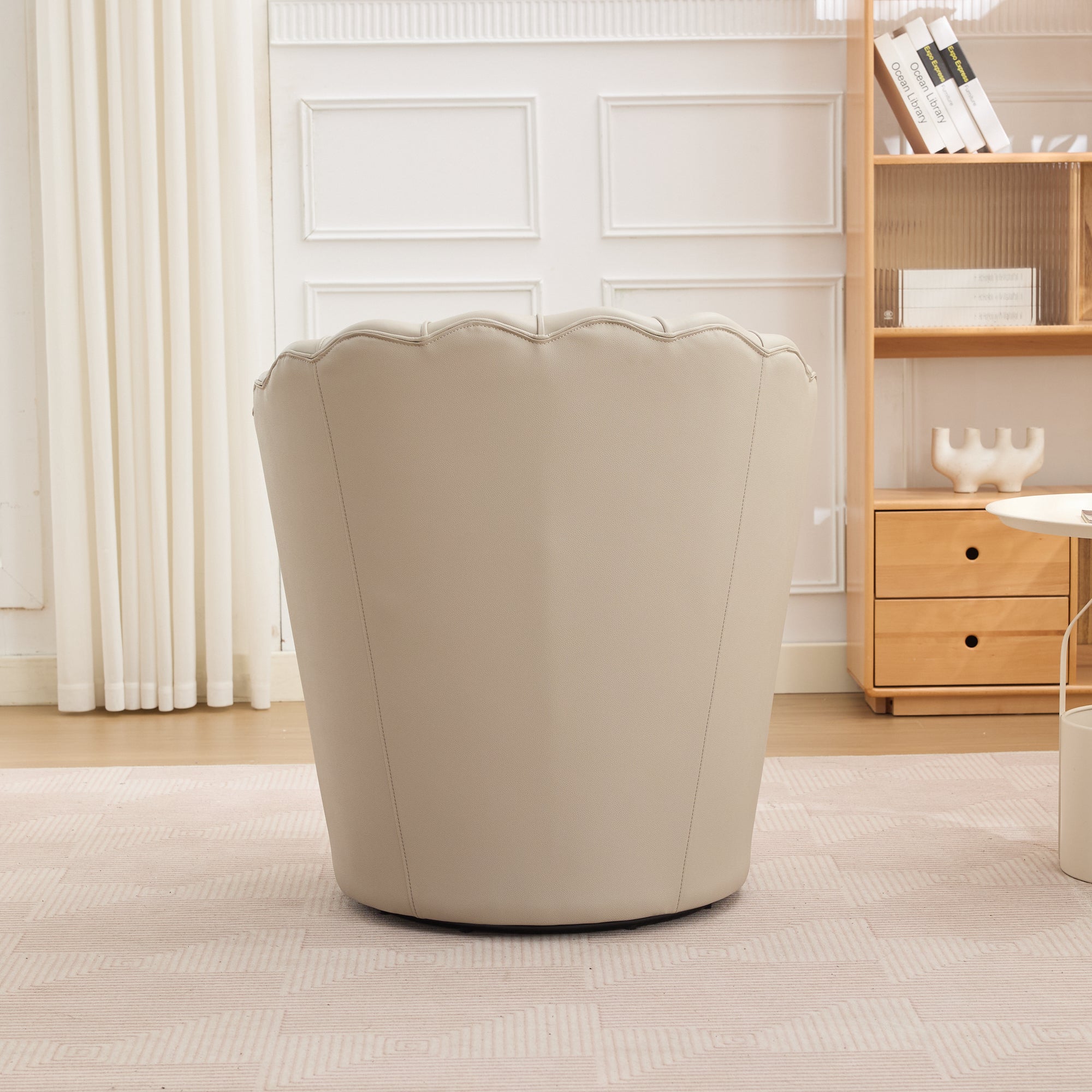 Genuine Top-Grain Leather Swivel Wing-Back Accent Chair