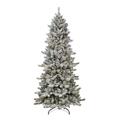 7.5 ft Pre-lit Slim Flocked Royal Majestic Spruce Artificial Christmas Tree with Clear Lights & Metal Stand