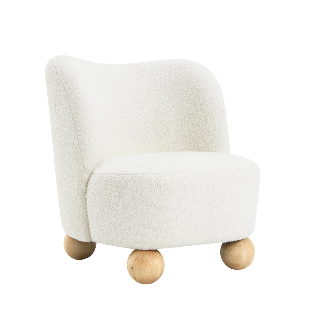 Modern Boucle Upholstered Accent Chair with Ball Feet
