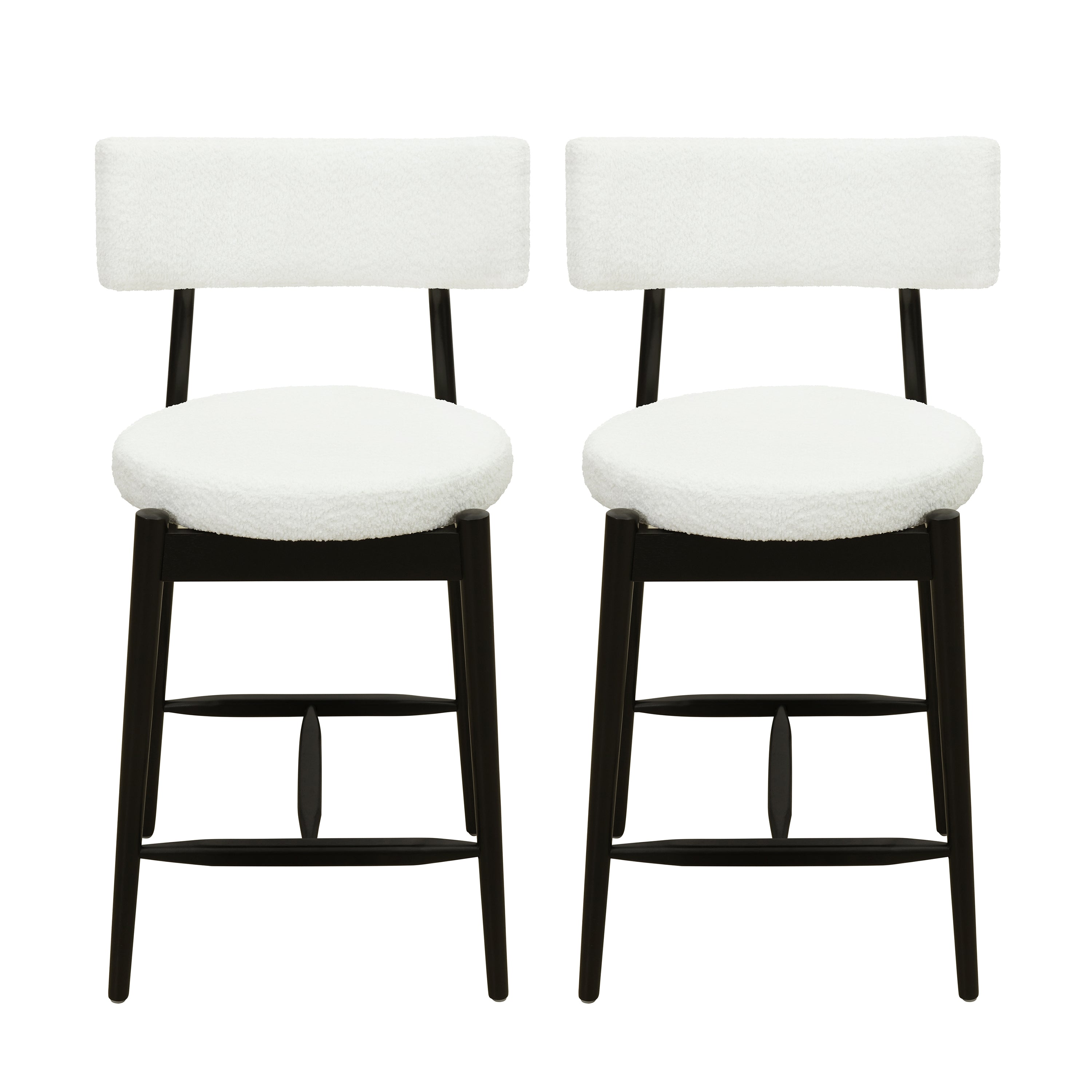 Harveston Mid Century Modern Boucle Upholstered Counter Stools, Set of 2