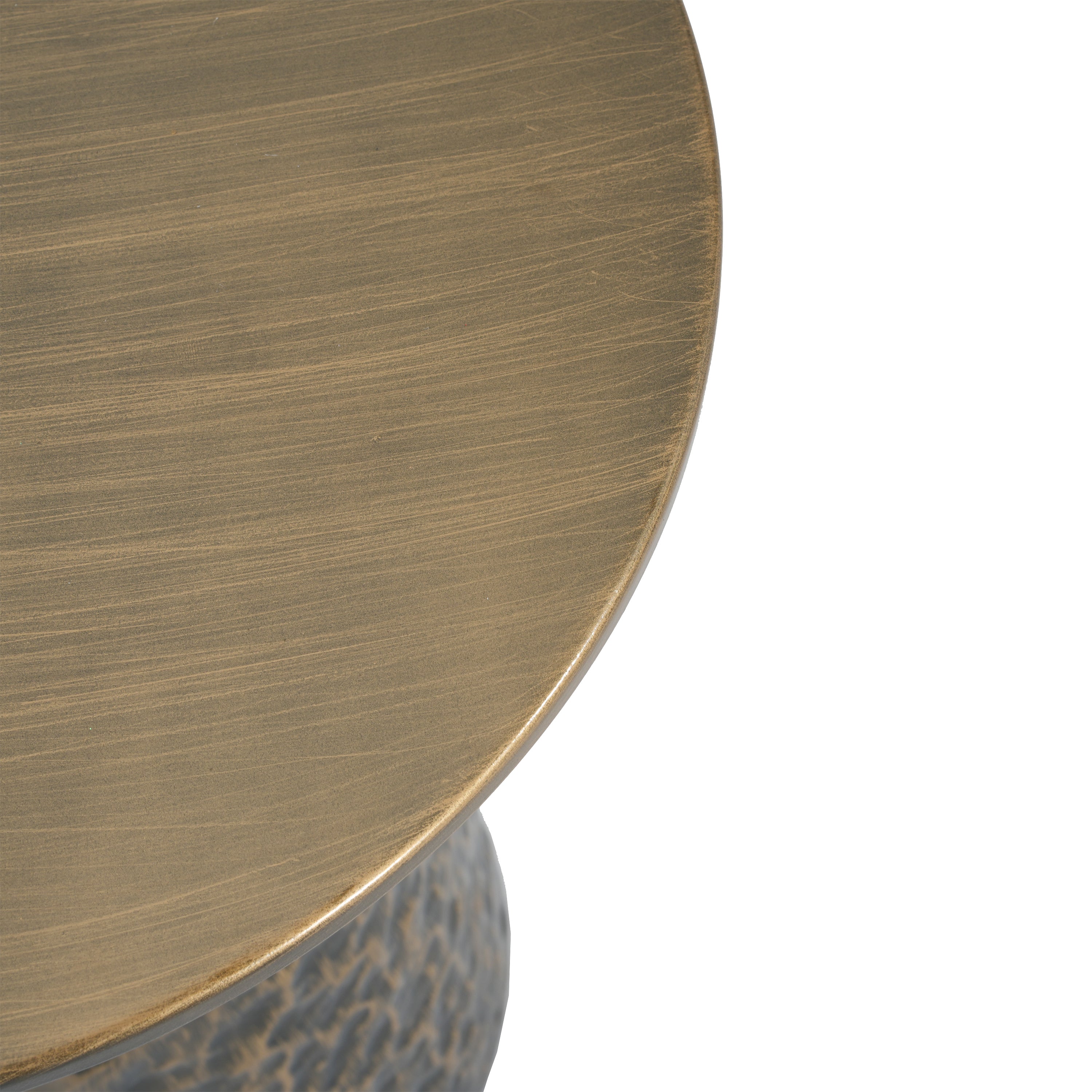 Hand-Hammered Metal Accent Side Table