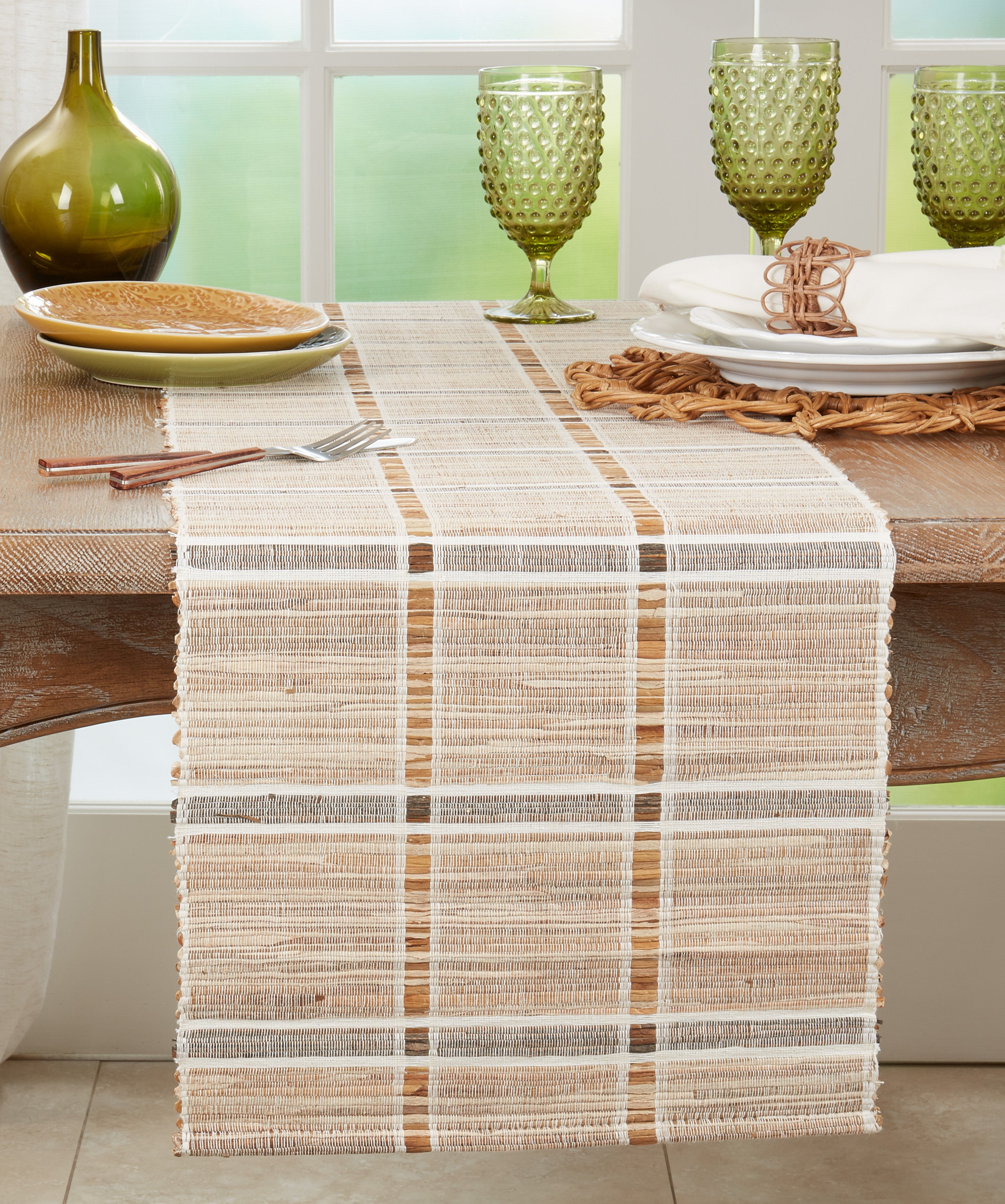 Water Hyacinth Stripe Table Runner
