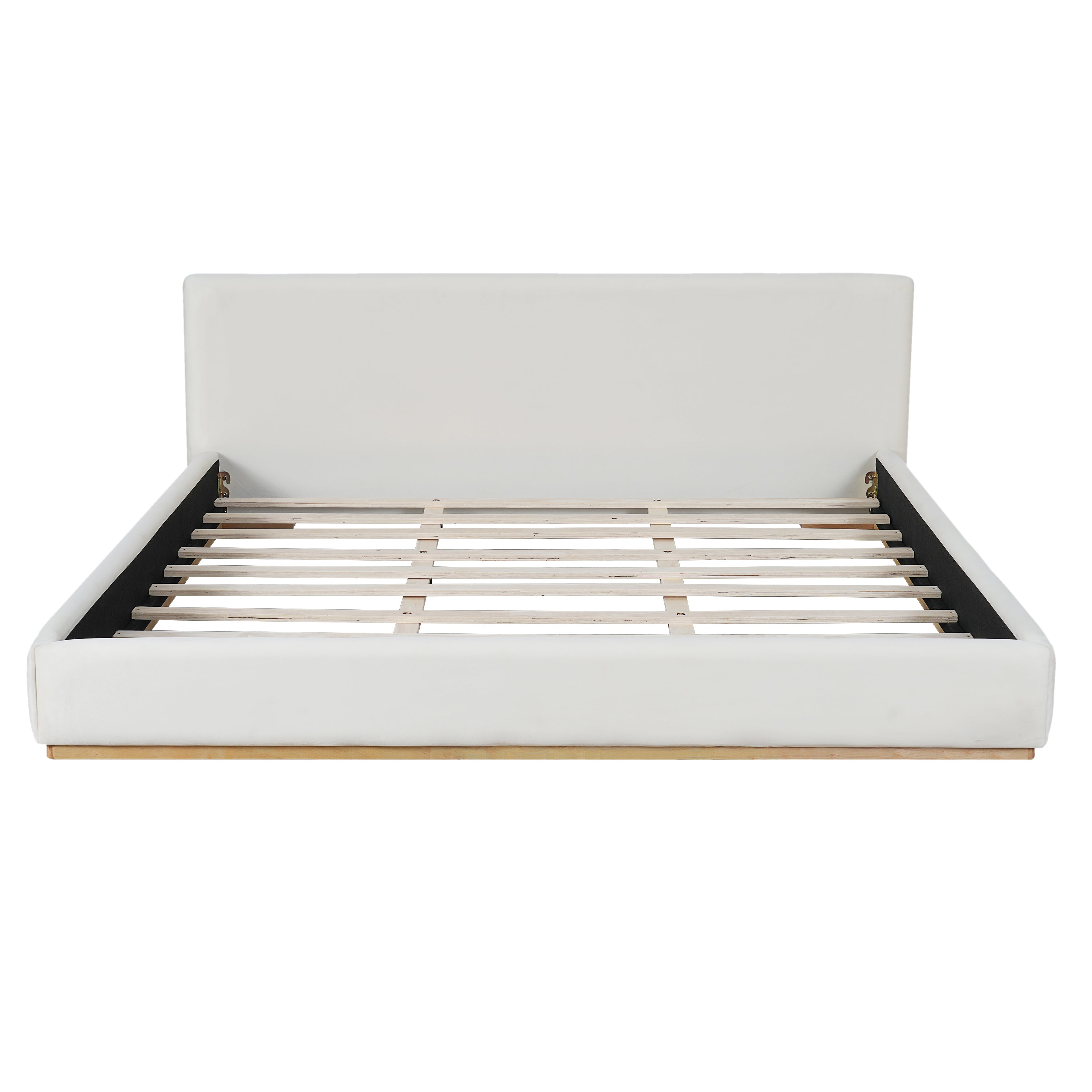 Elegant Upholstered Bed With Solid Wood Frame