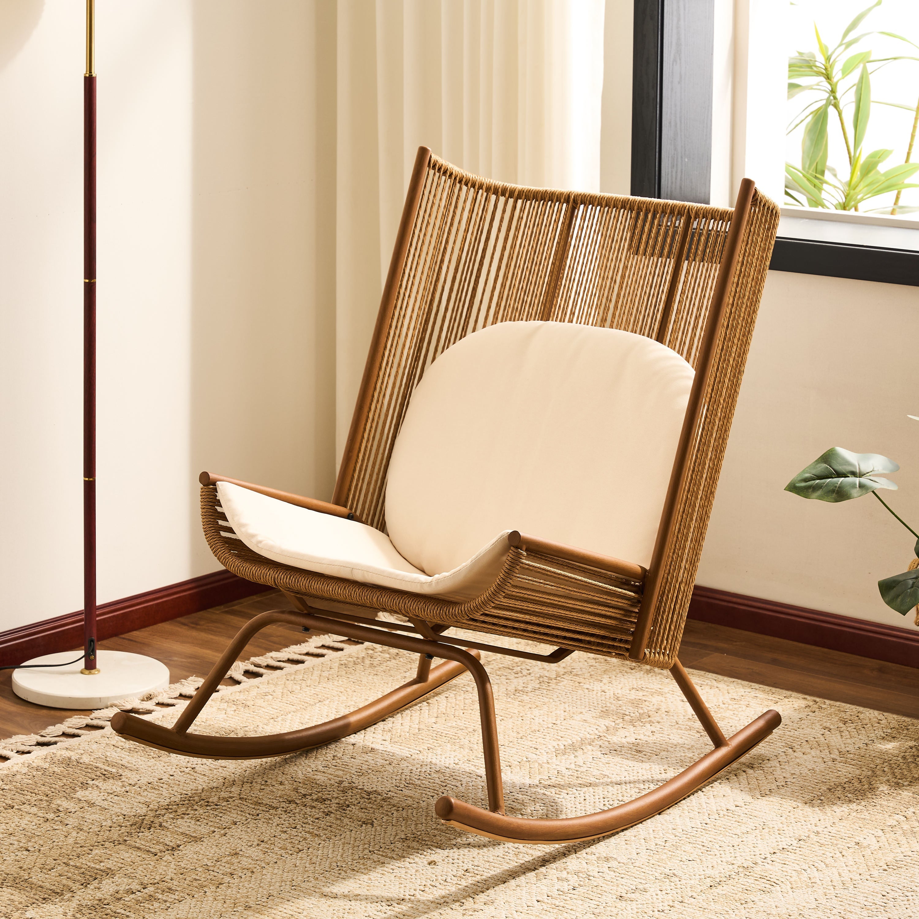 High Square Back Modern Outdoor Rocking Chair