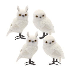 White-Winter-Owl-Foam-Decoration-(set-of-4)-White-Decor