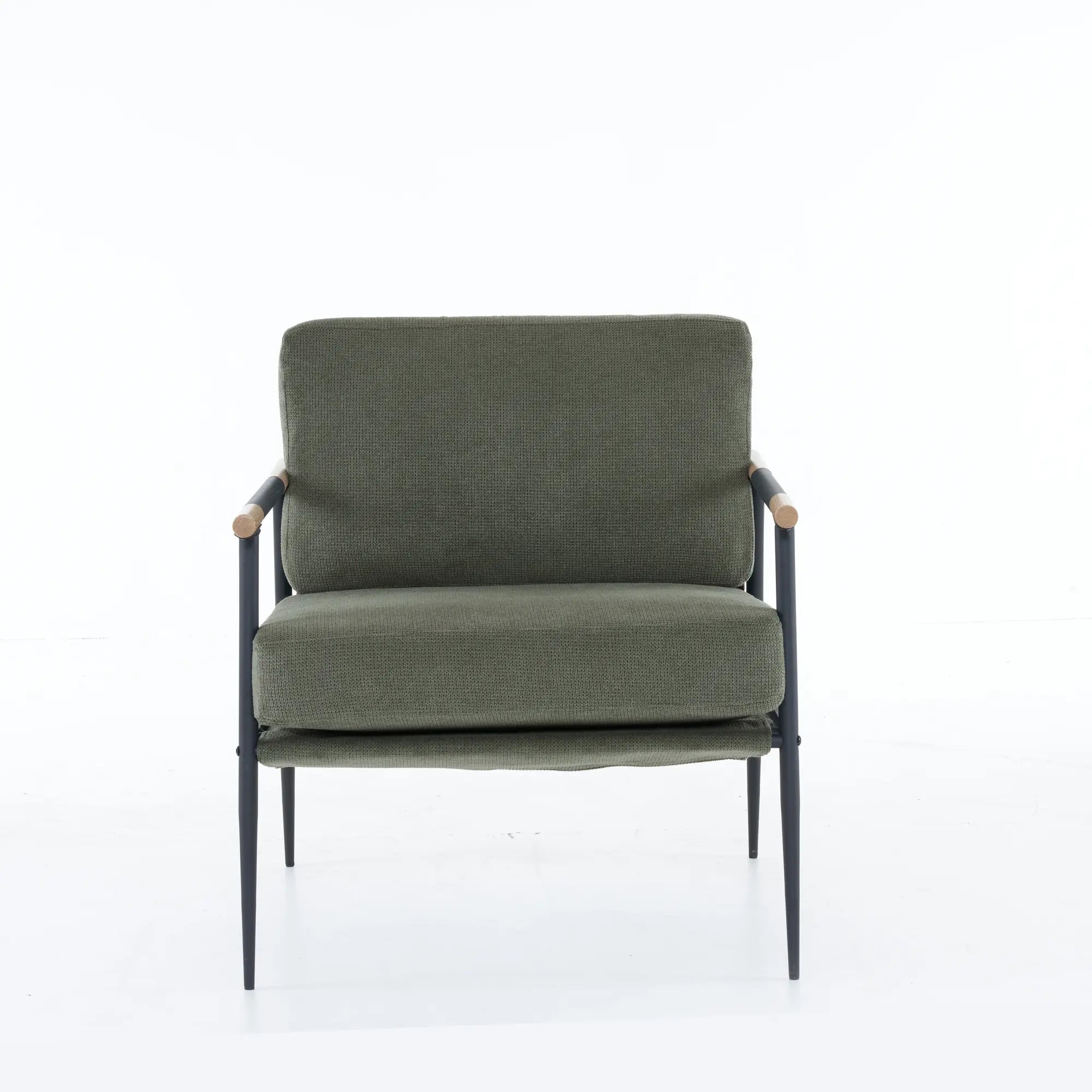 Upholstered Accent Chair with Metal Frame and Tapered Legs