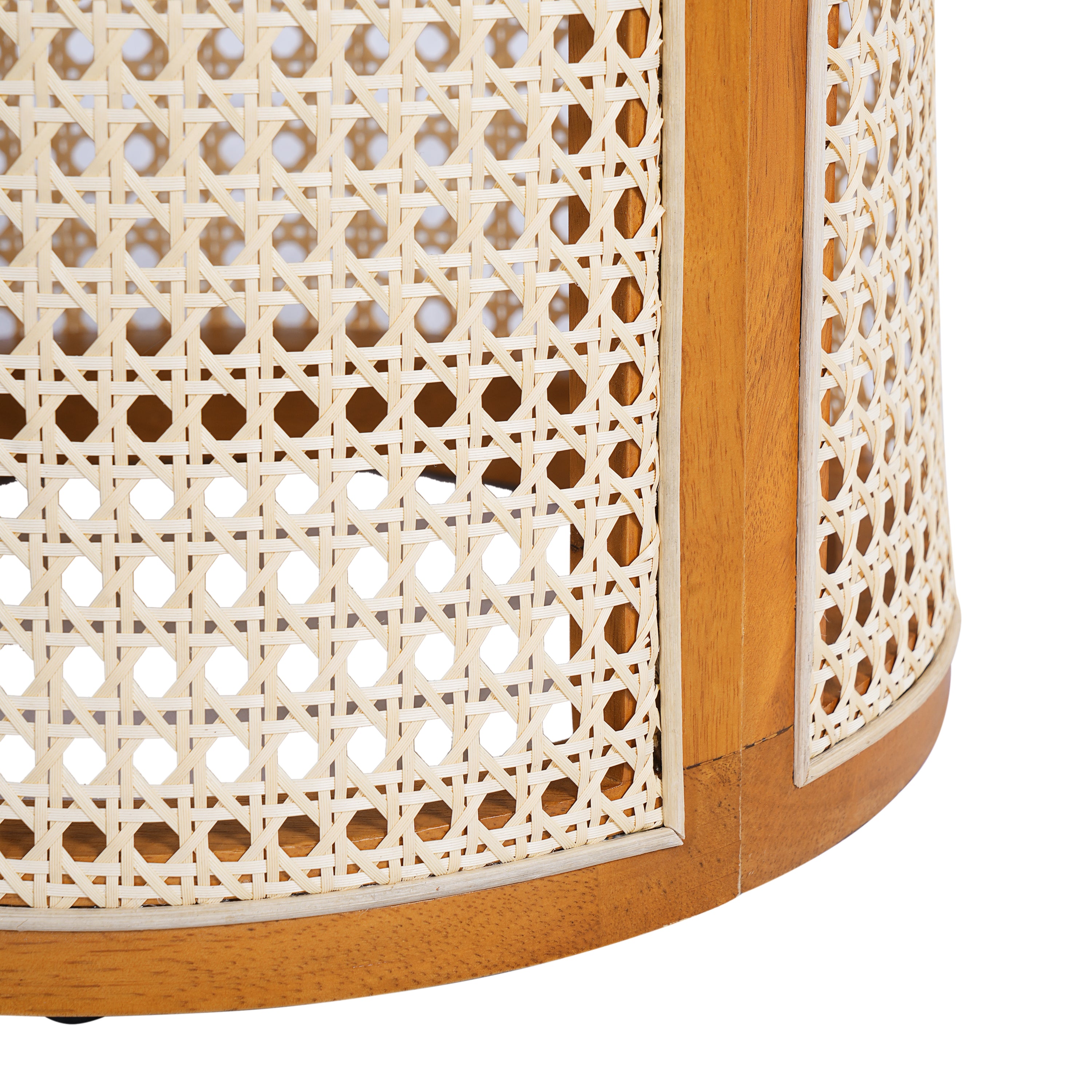 Round Rattan Pillar Storage Accent Table