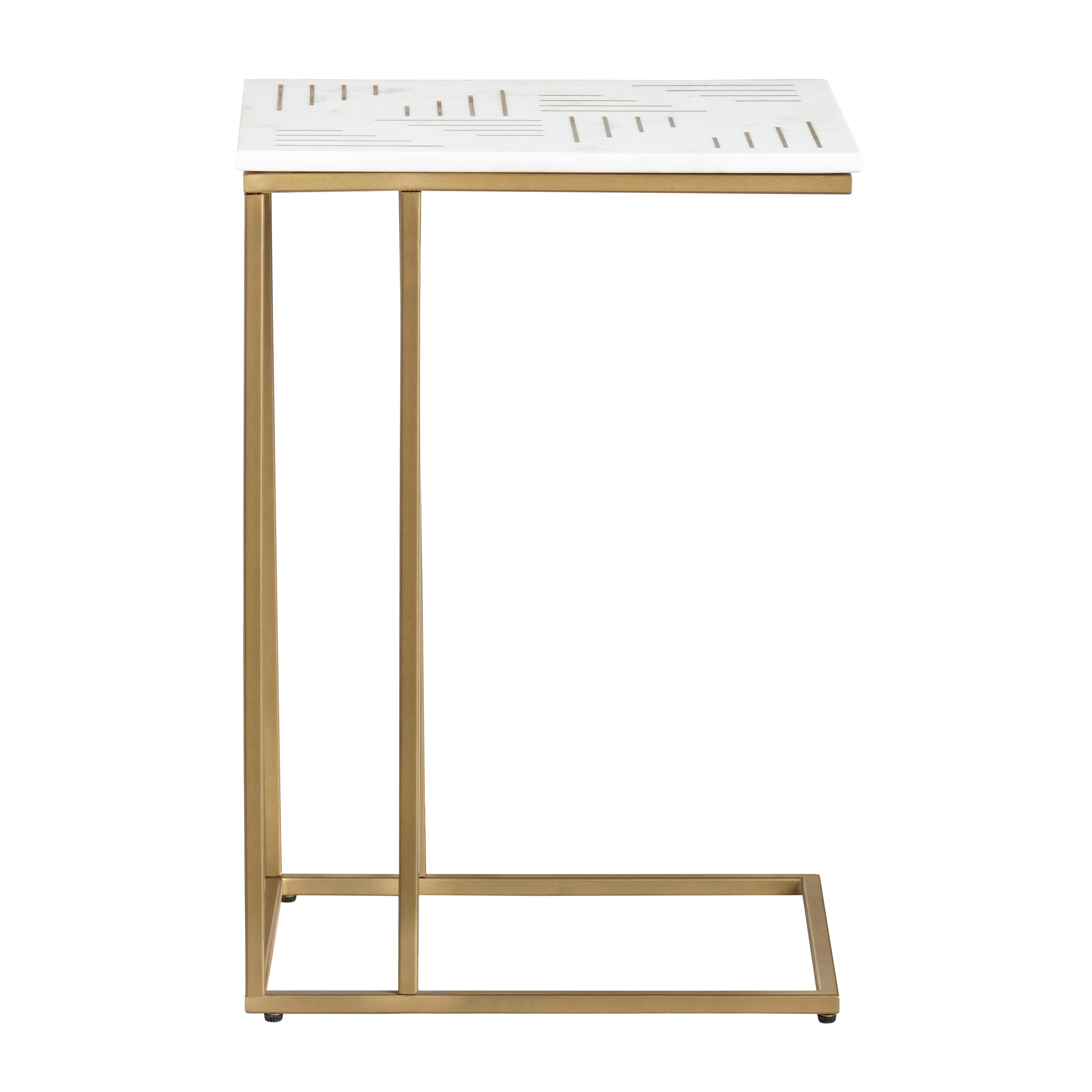 Rectangle White Marble Accent End Table