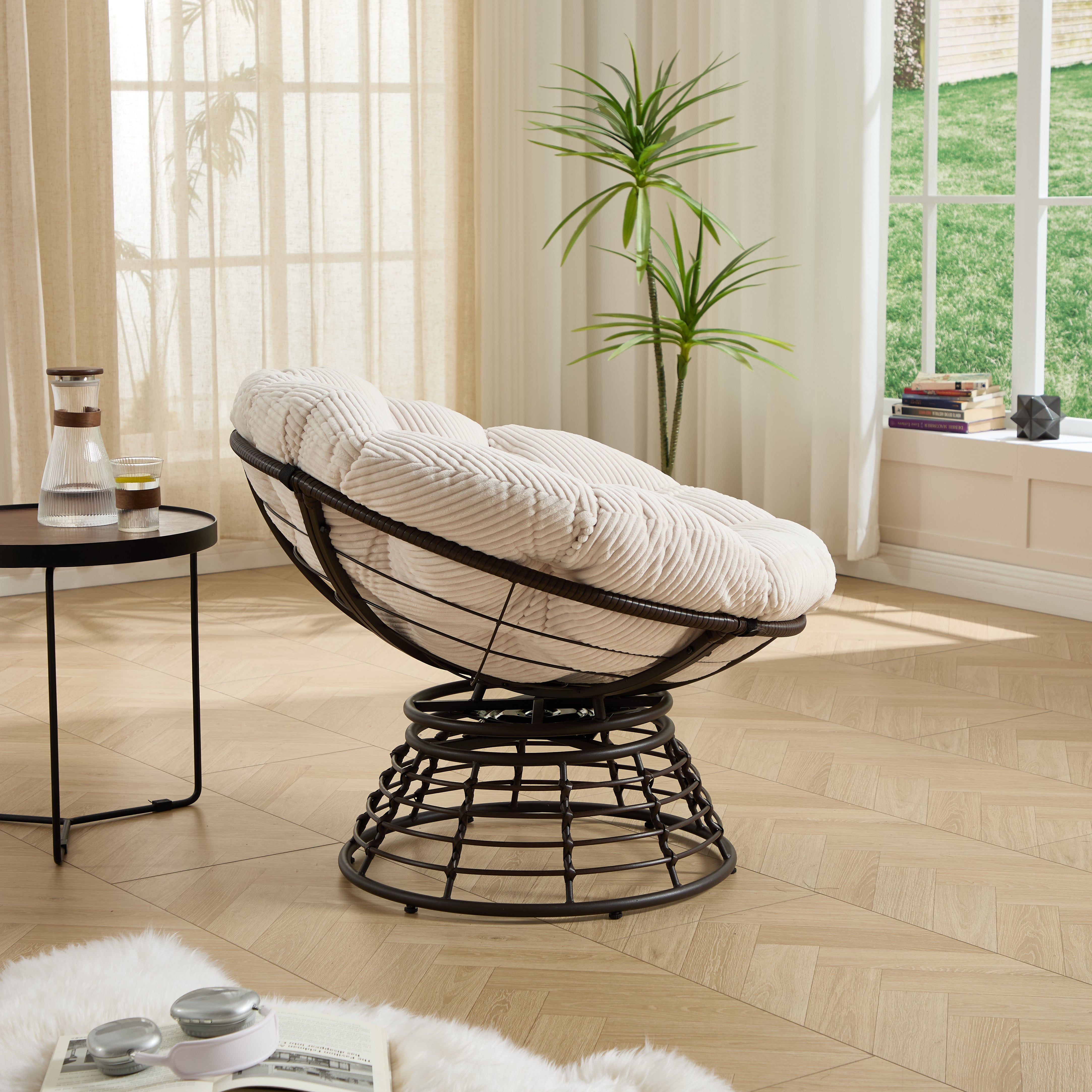 The Original Papasan™ 360° Swivel Indoor Outdoor Wicker Papasan Chair with Soft Thick Cushion