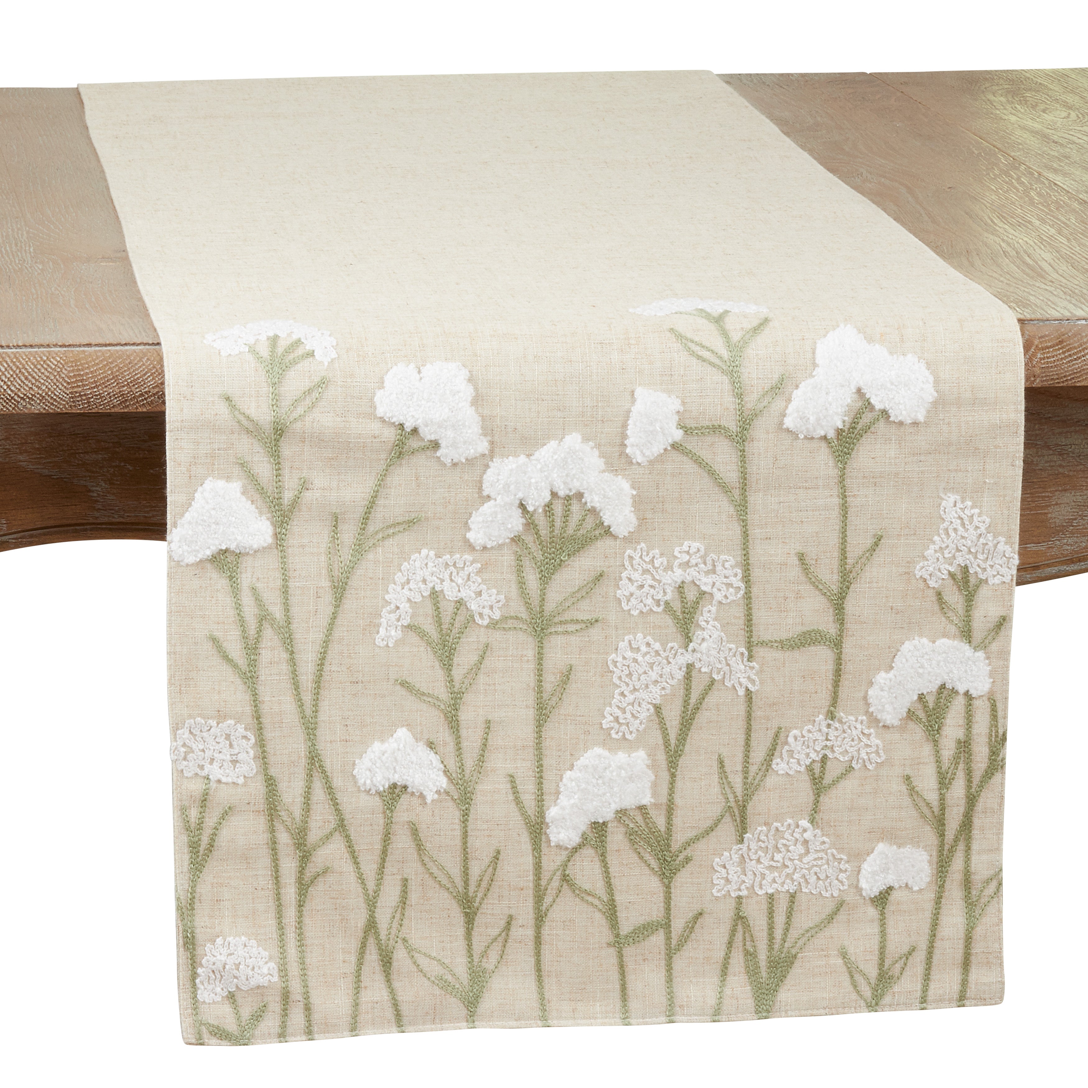Embroidered Flowers Table Runner