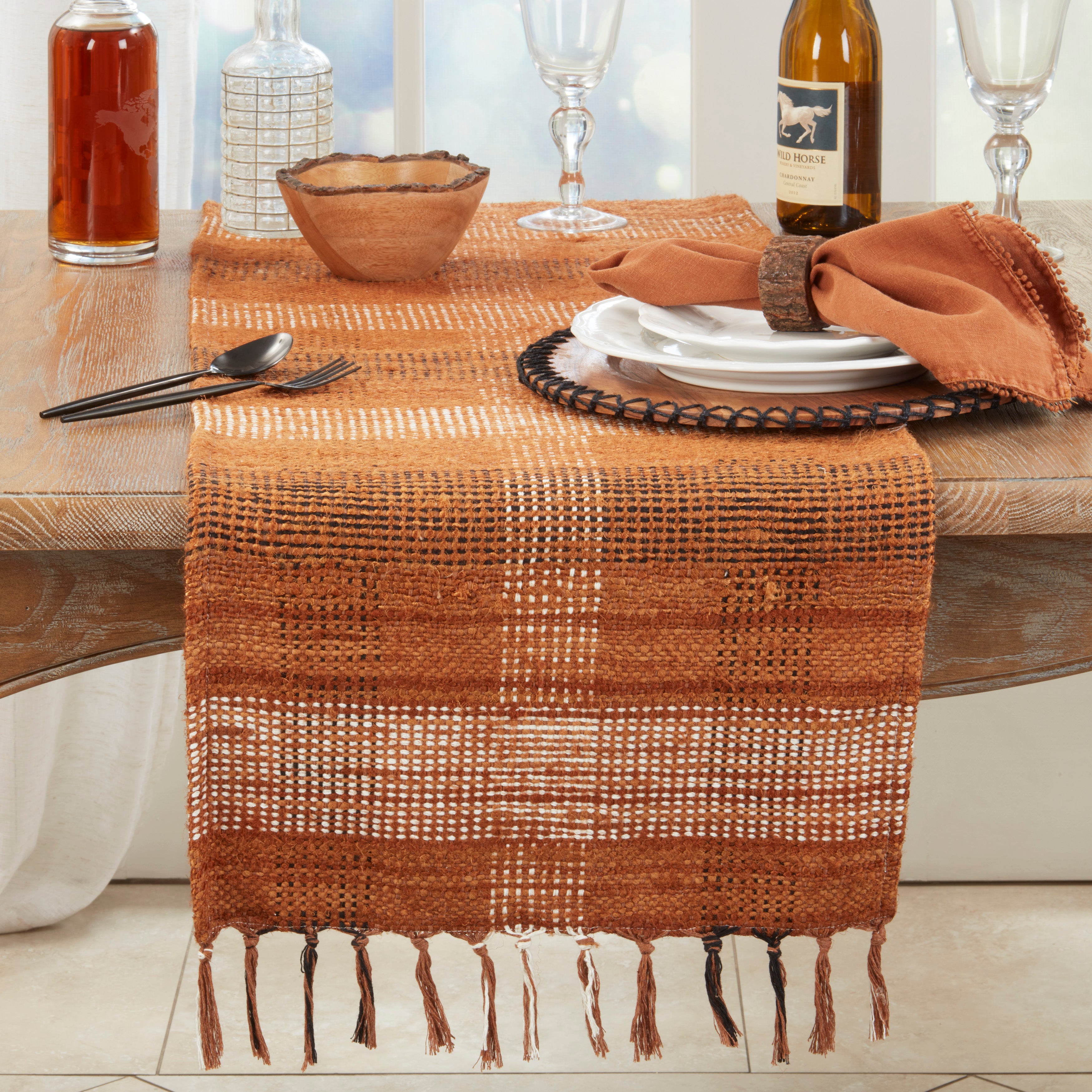 Vintage Rustic Plaid Table Runner