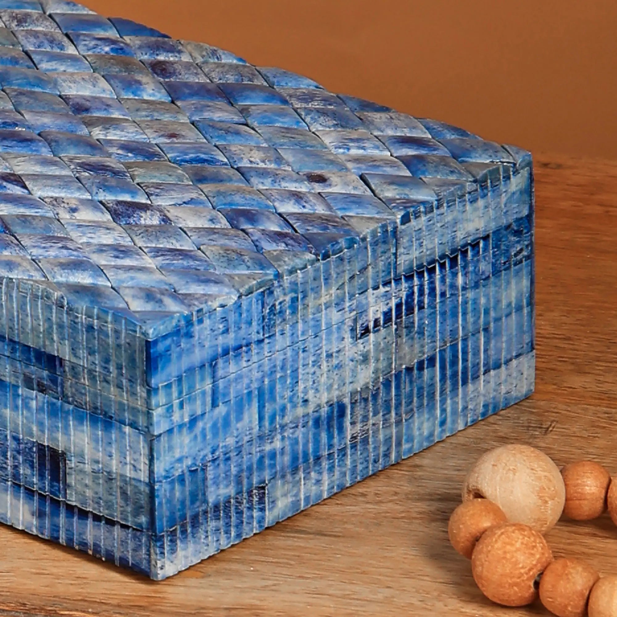 Carved Bone Ribbed Box