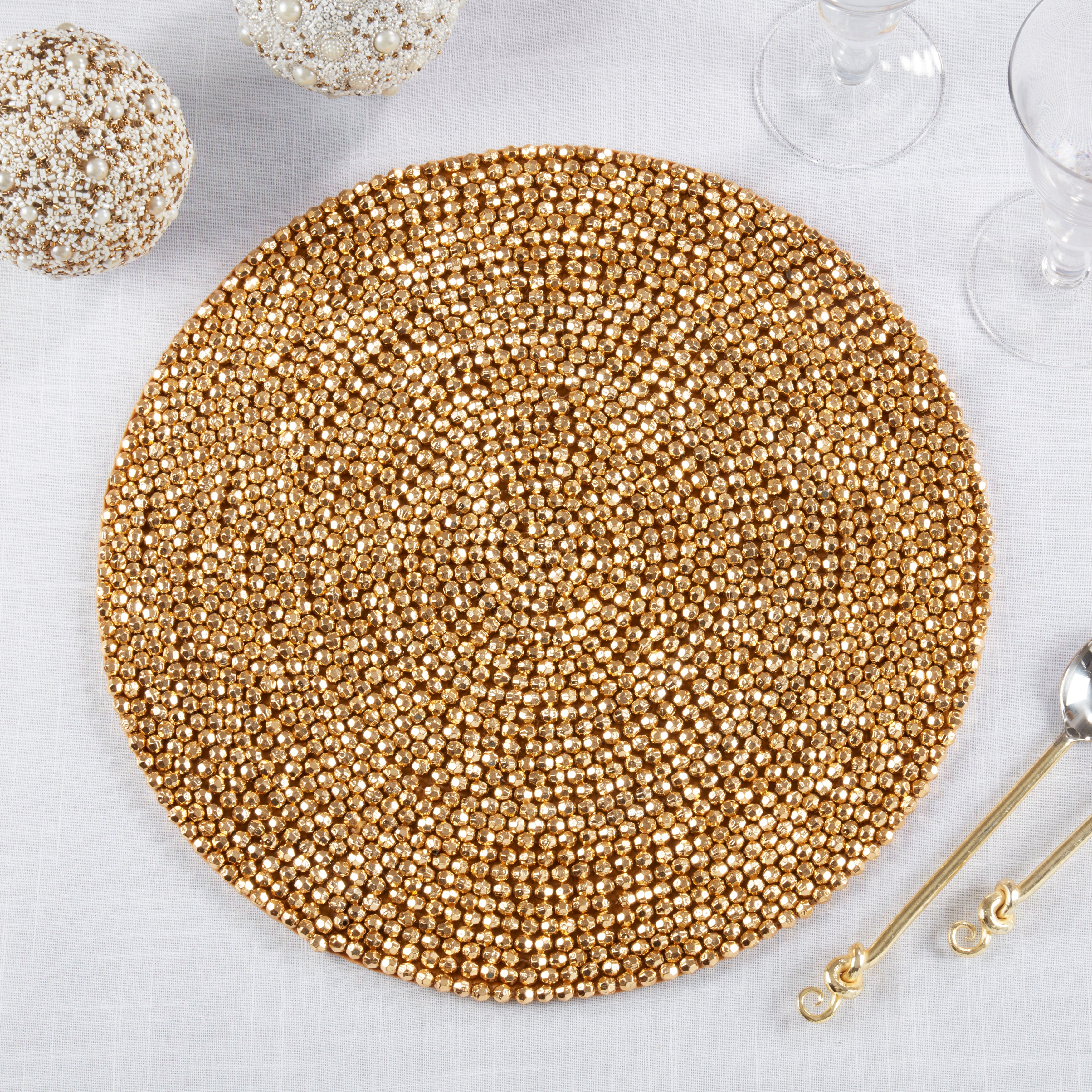 Round Beaded Design Placemat, Set of 4