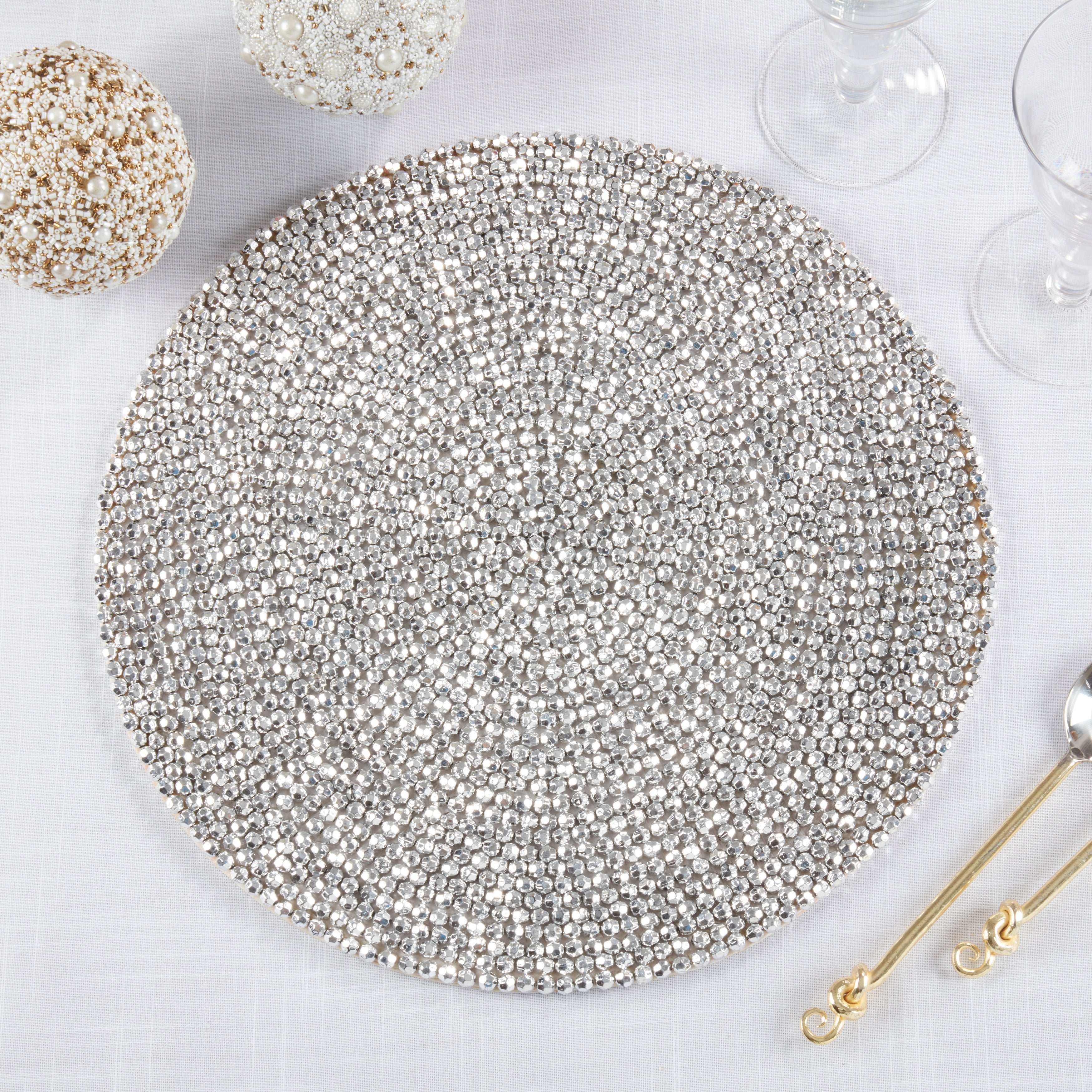Round Beaded Design Placemat, Set of 4