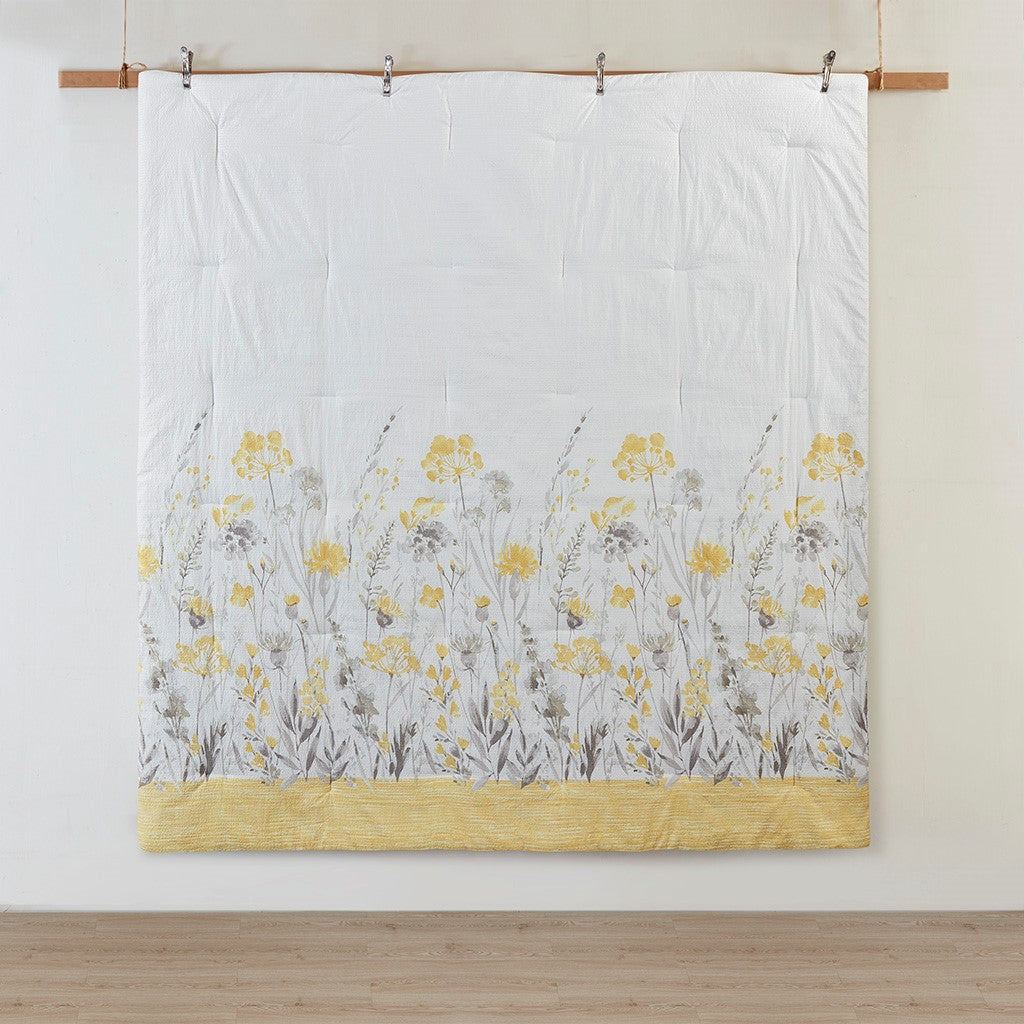 5 Piece Seersucker Comforter Set with Throw Pillows