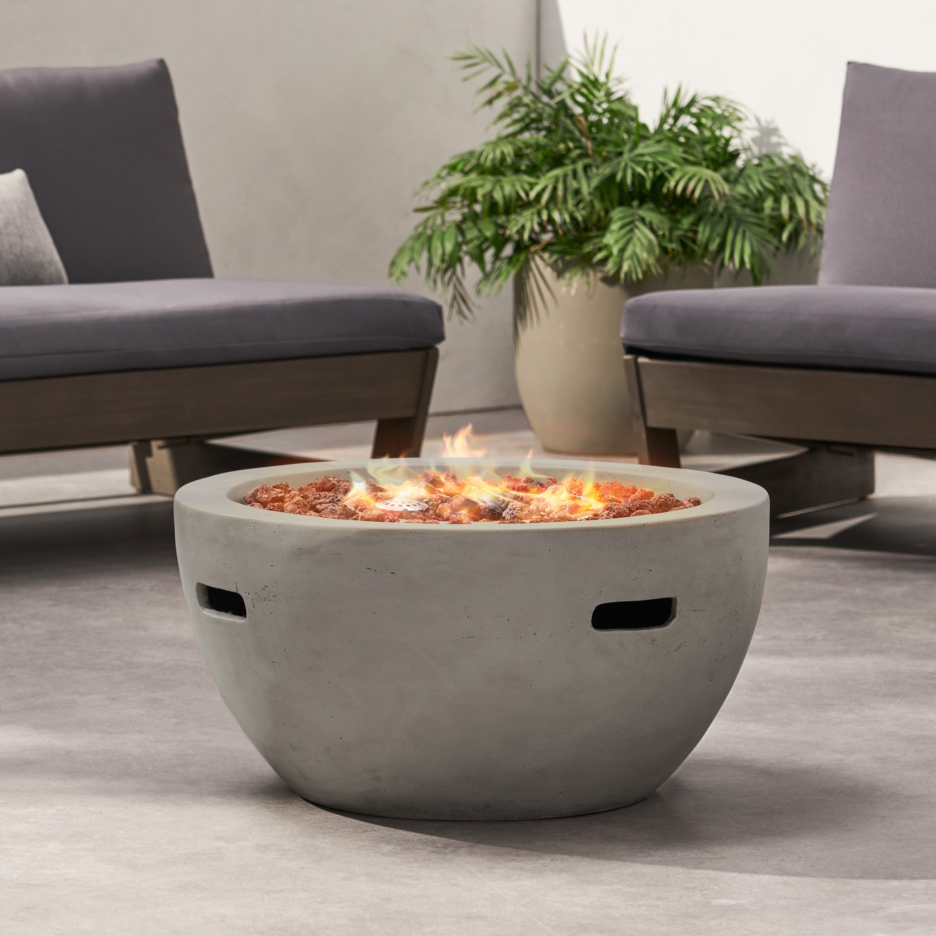 27" Bowl Shaped Propane Fire Pit, Tank Cover Not Included