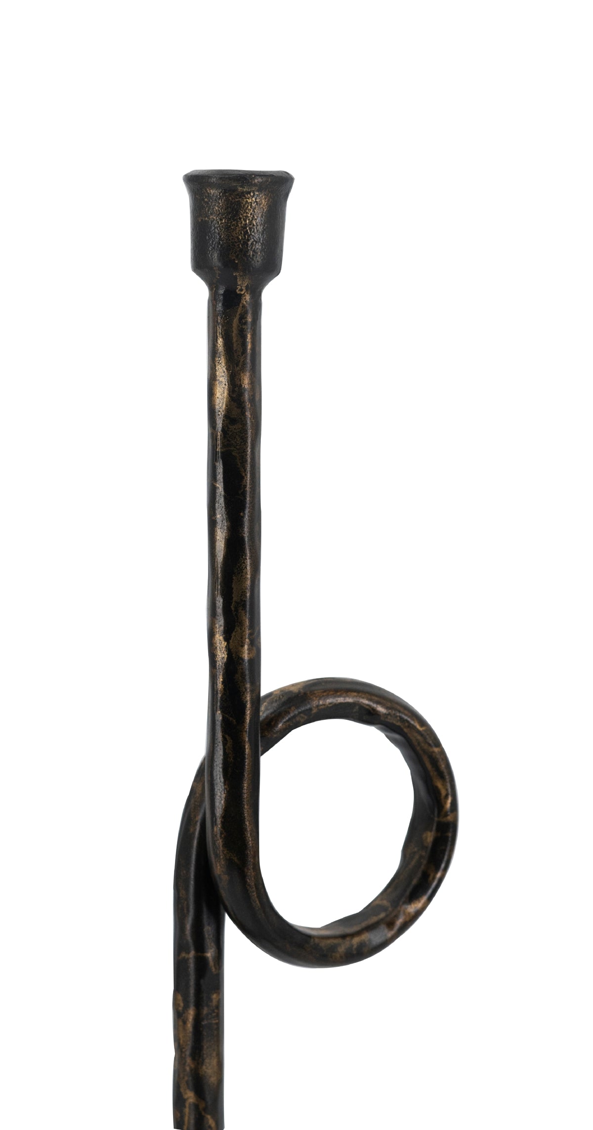 Black and Gold Iron Candle Holders with Playful Loop Design, Set of 2