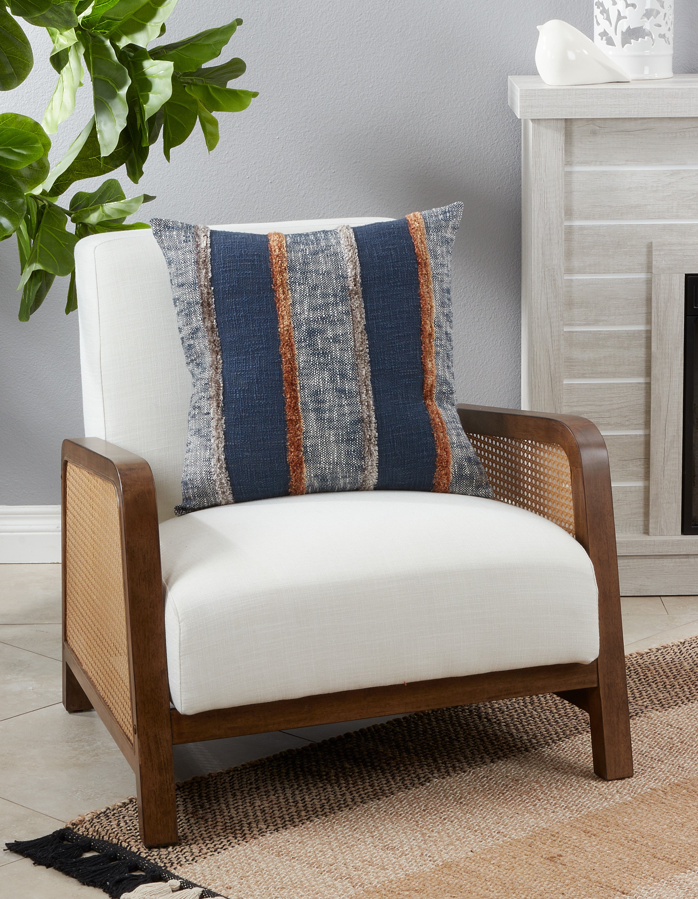 Vertical Striped Design Poly Filled Throw Pillow