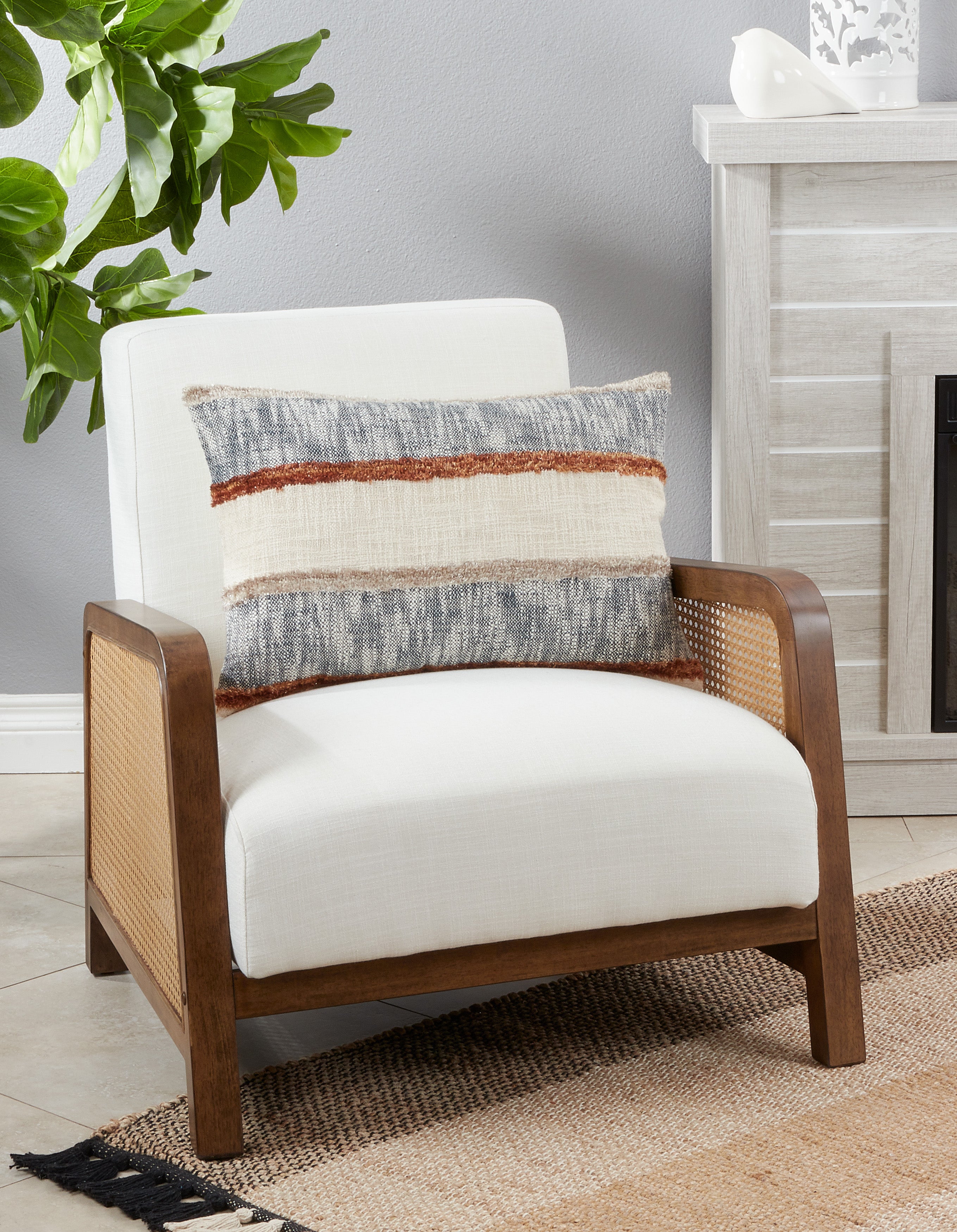 Horizontal Striped Design Poly Filled Throw Pillow