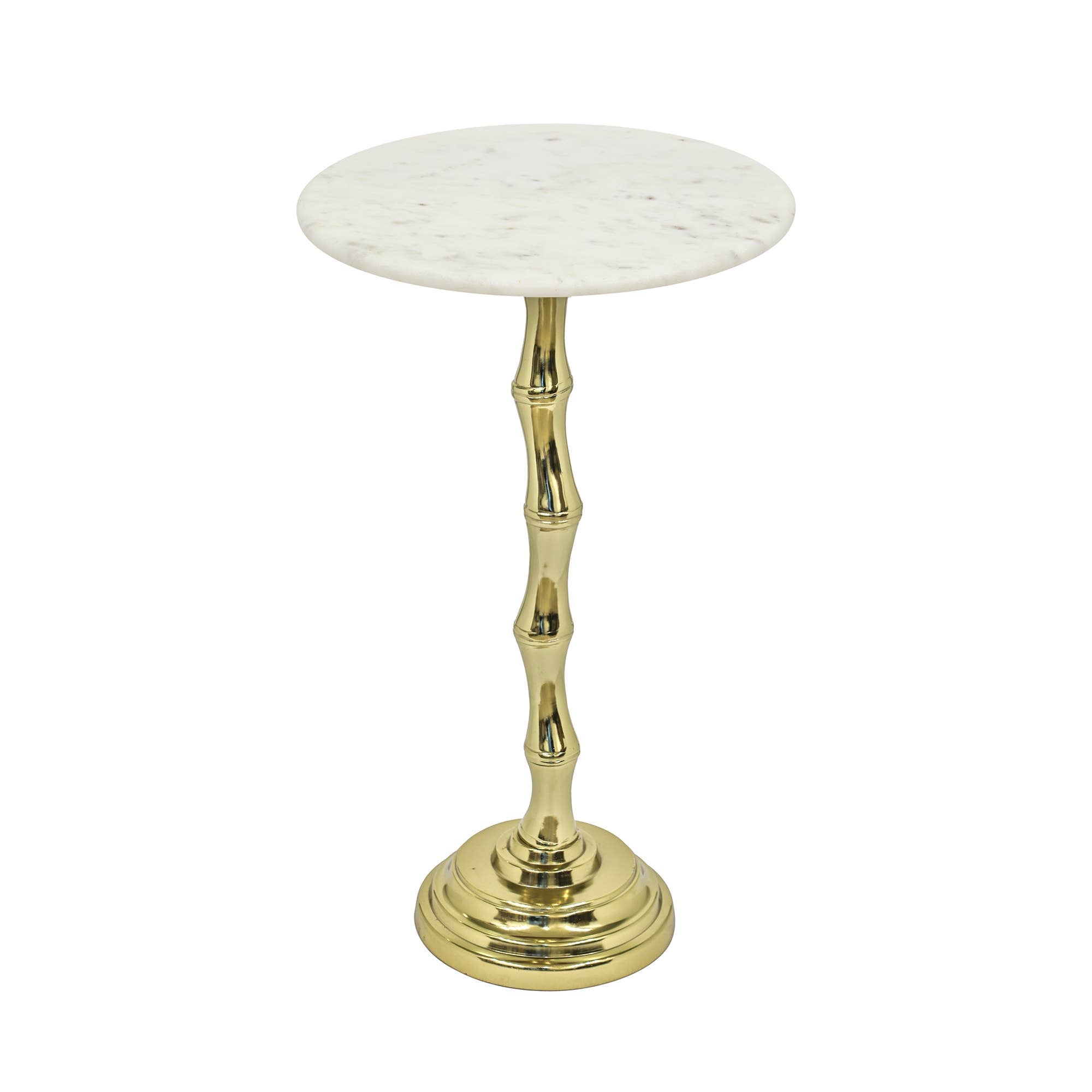 Bamboo Pattern Side Table with White Marble Top
