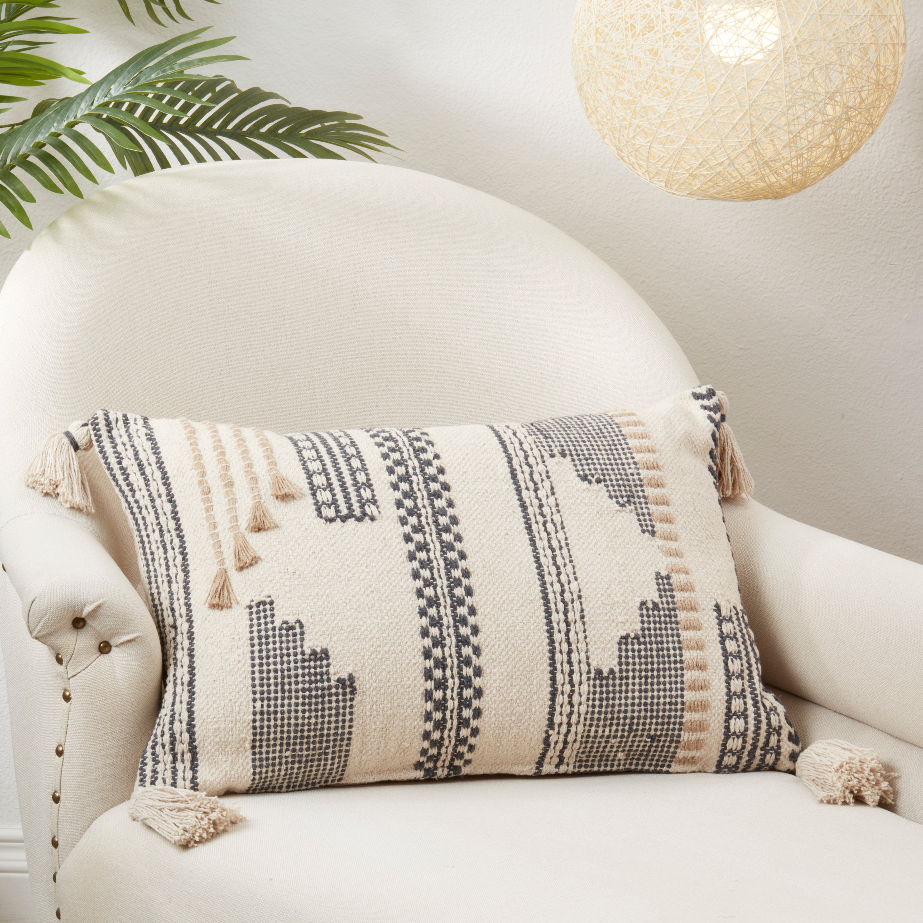 Geometric Harmony Stitch Poly Filled Throw Pillow