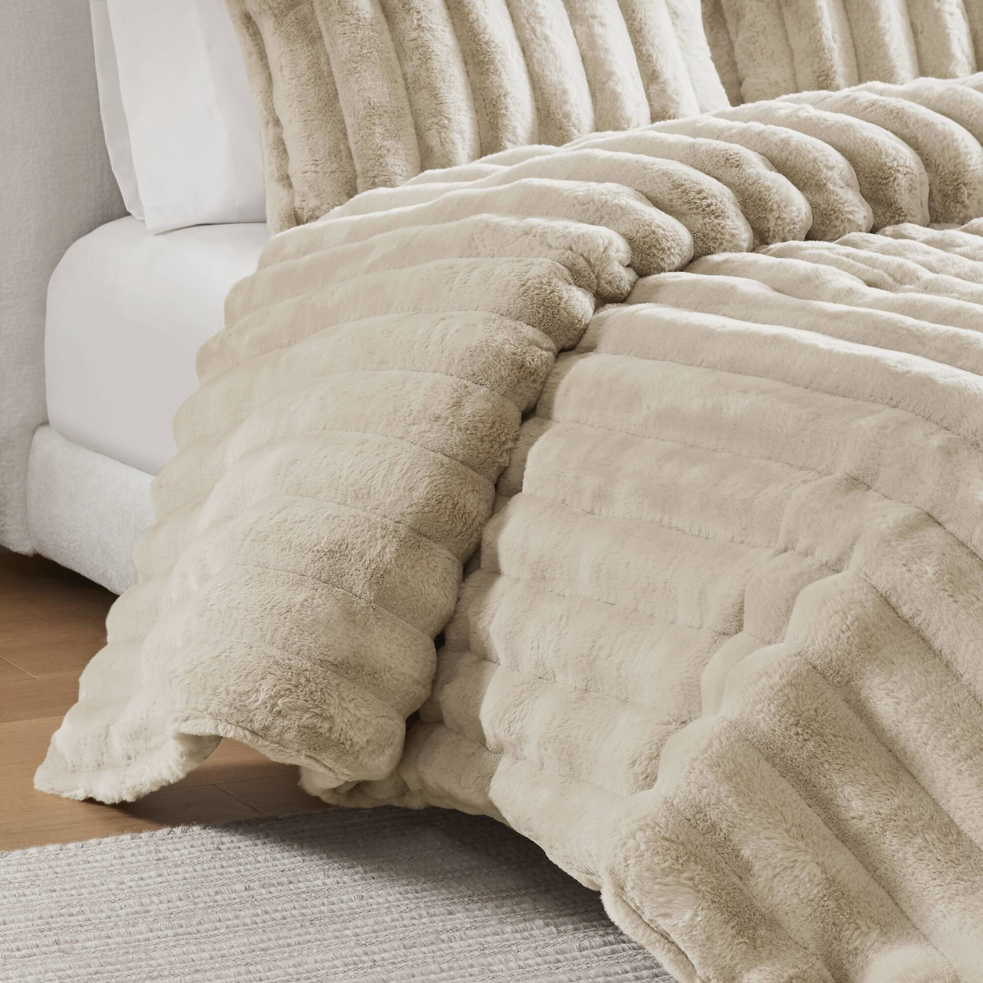 Ultrasoft Faux Fur Ribbed Comforter Set
