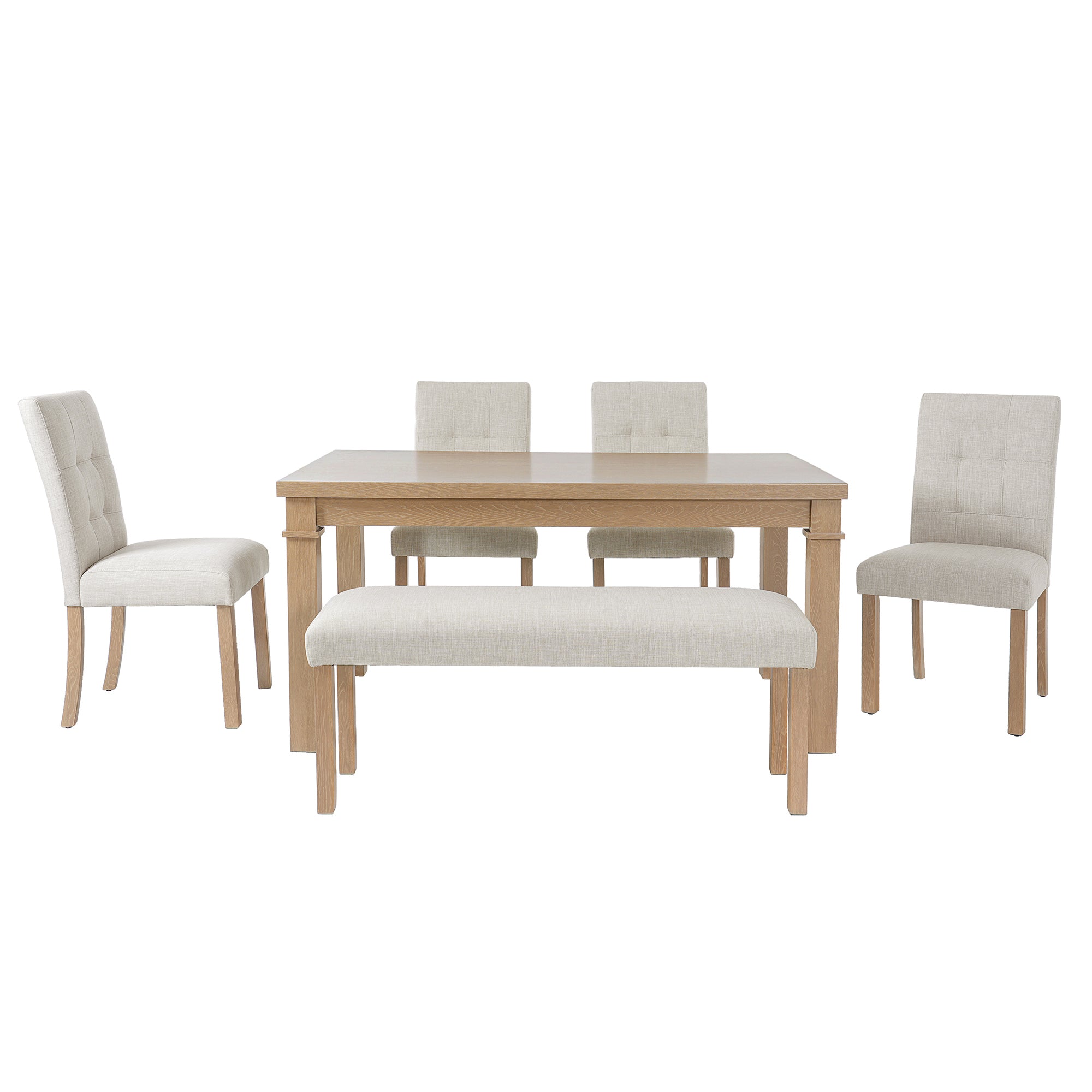 Franklin Modern 6-Piece Dining Set with 4 Upholstered Chairs & Bench