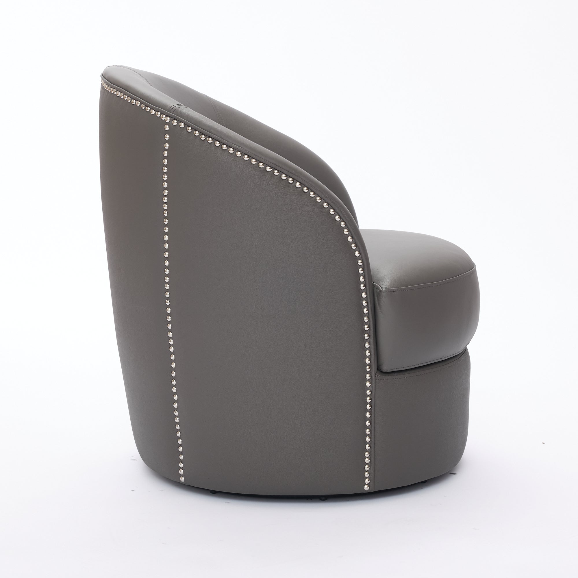 Top-Grain Leather Swivel Accent Chair