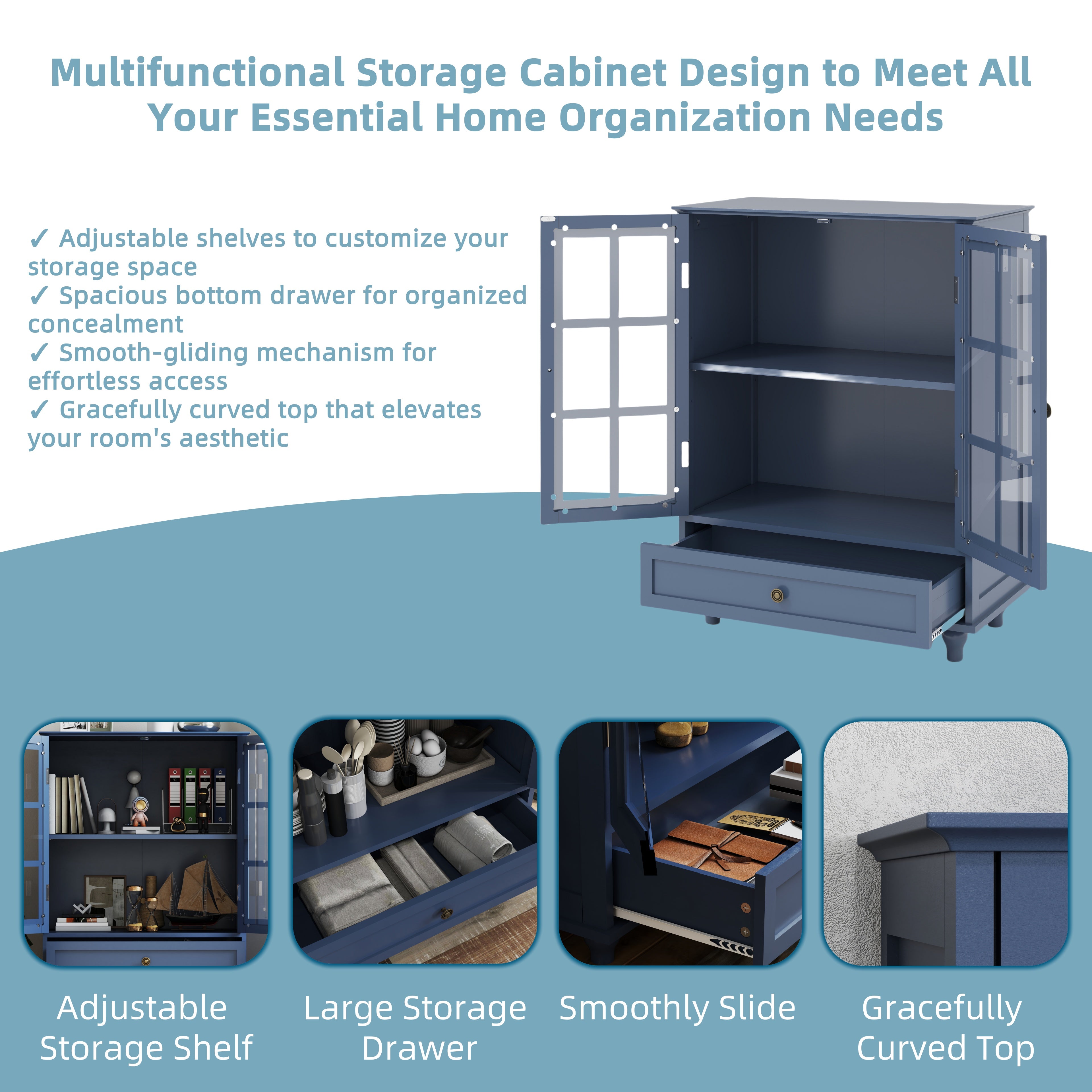 Double Glass Door Accent Cabinet