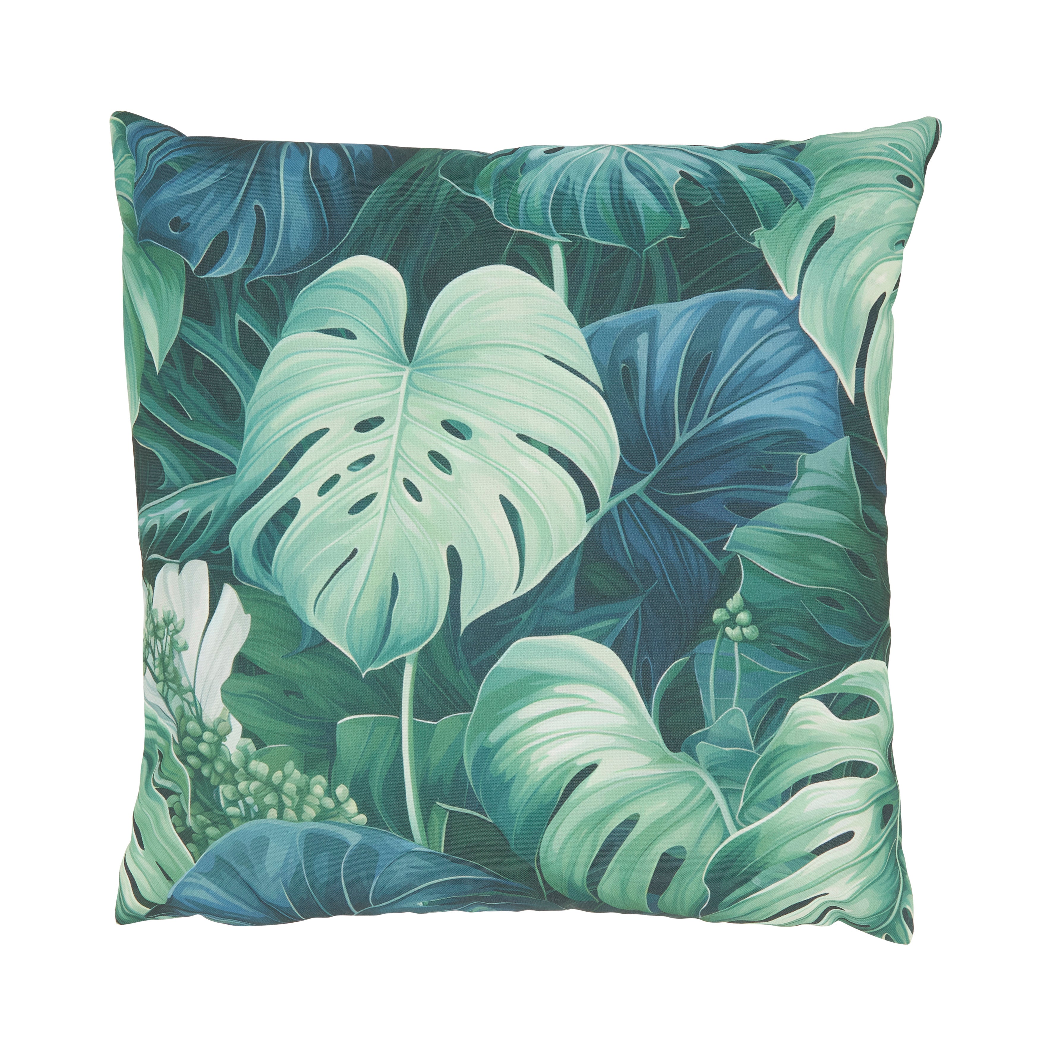 Philodendron Paradise Outdoor Polyester Filled Throw Pillow