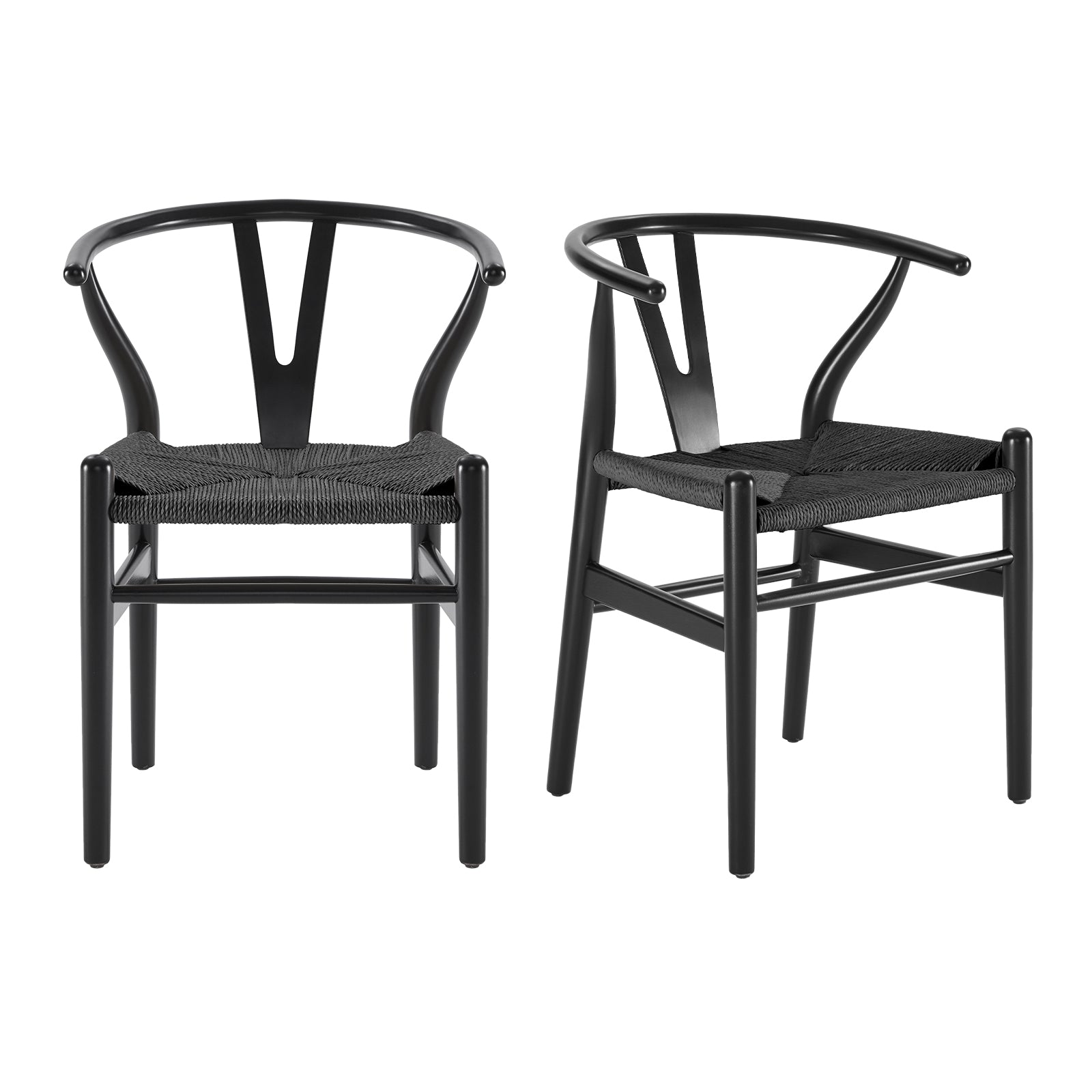 Wishbone Dining Chairs with Woven Seat, Set of 2